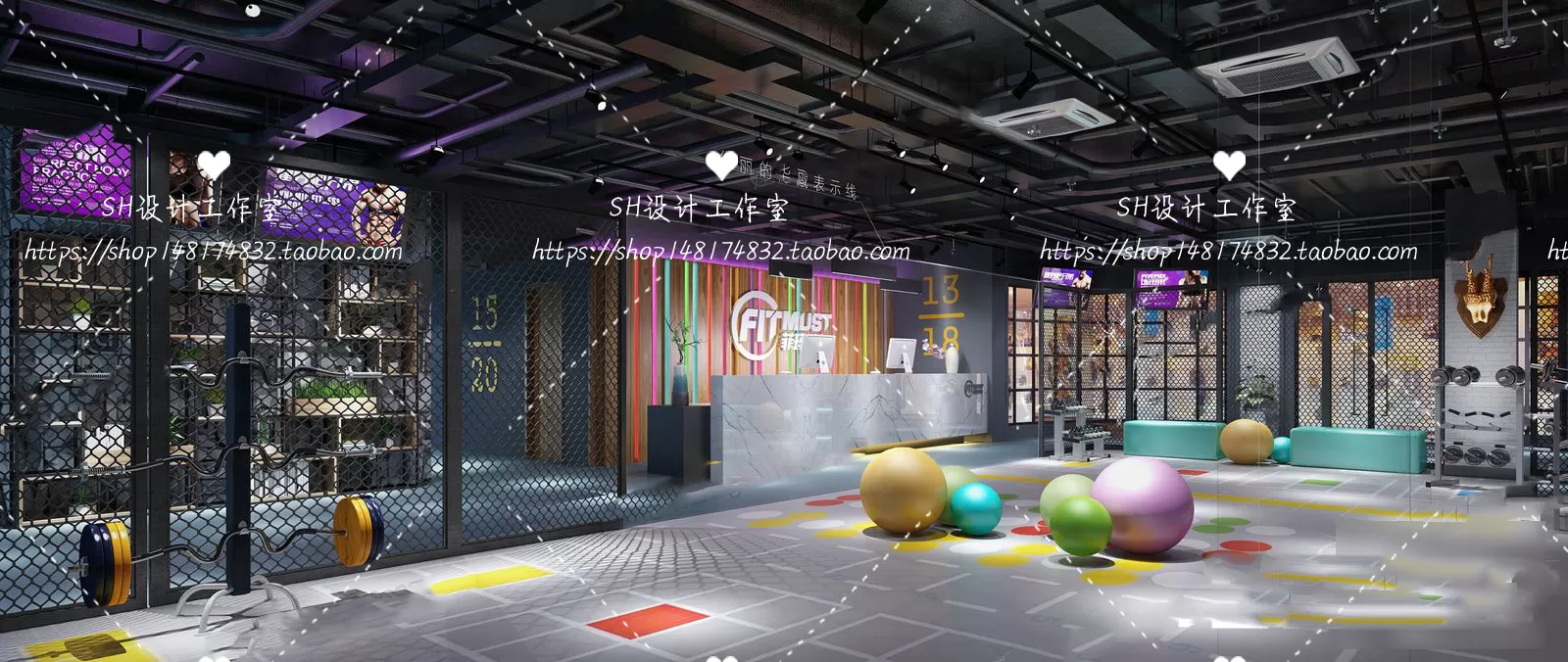 GYM AND YOGA 3D SCENES – VRAY RENDER – 033