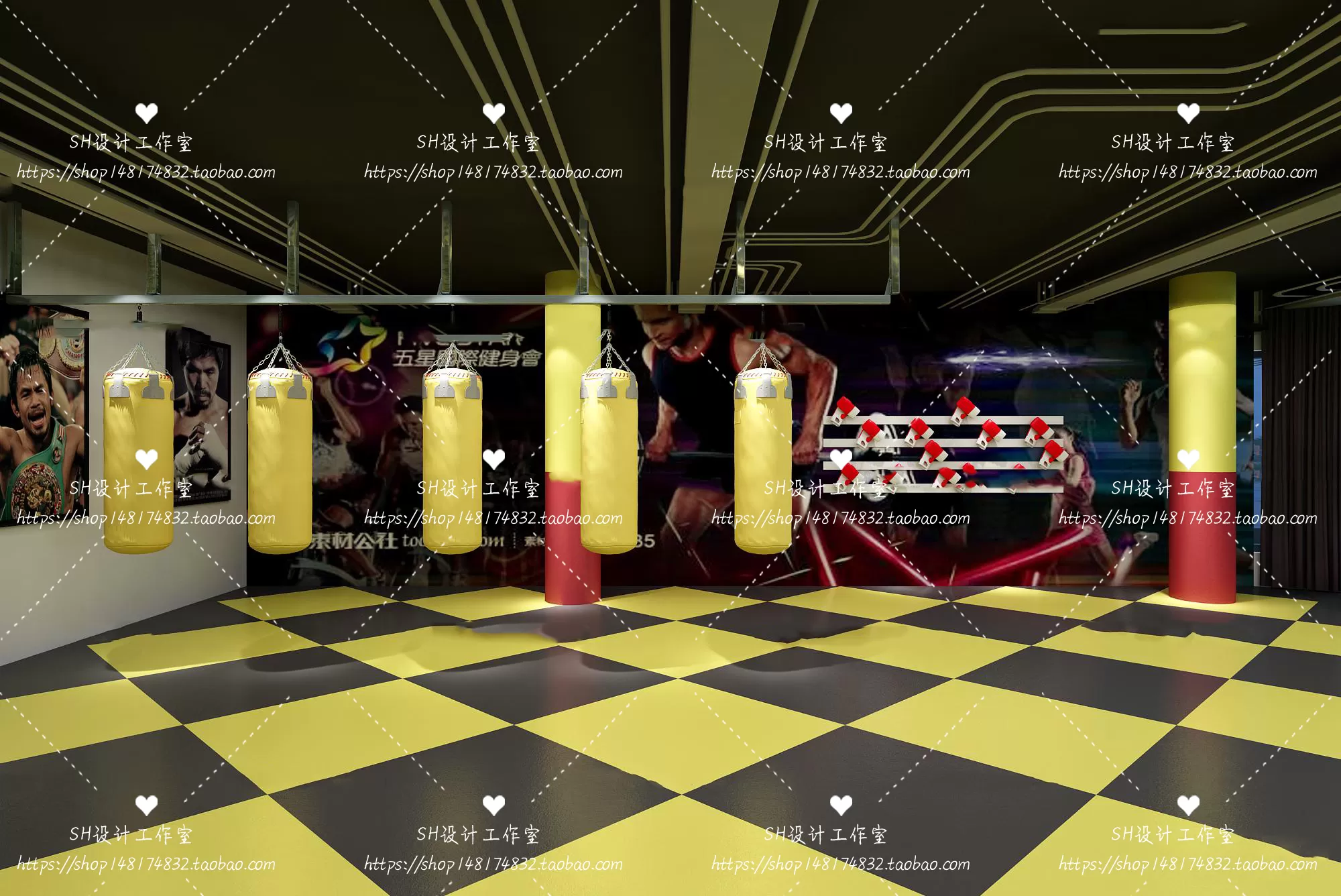 GYM AND YOGA 3D SCENES – VRAY RENDER – 039