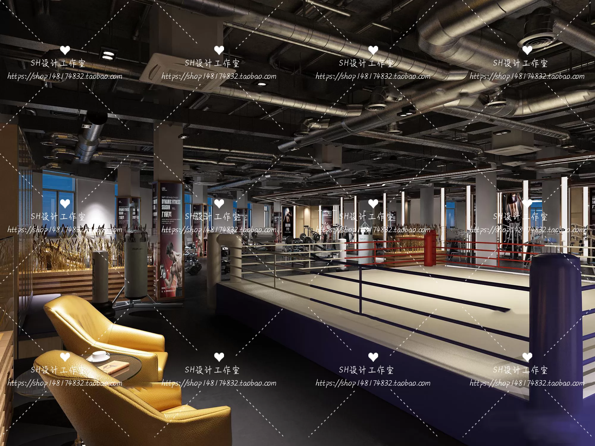 GYM AND YOGA 3D SCENES – VRAY RENDER – 041