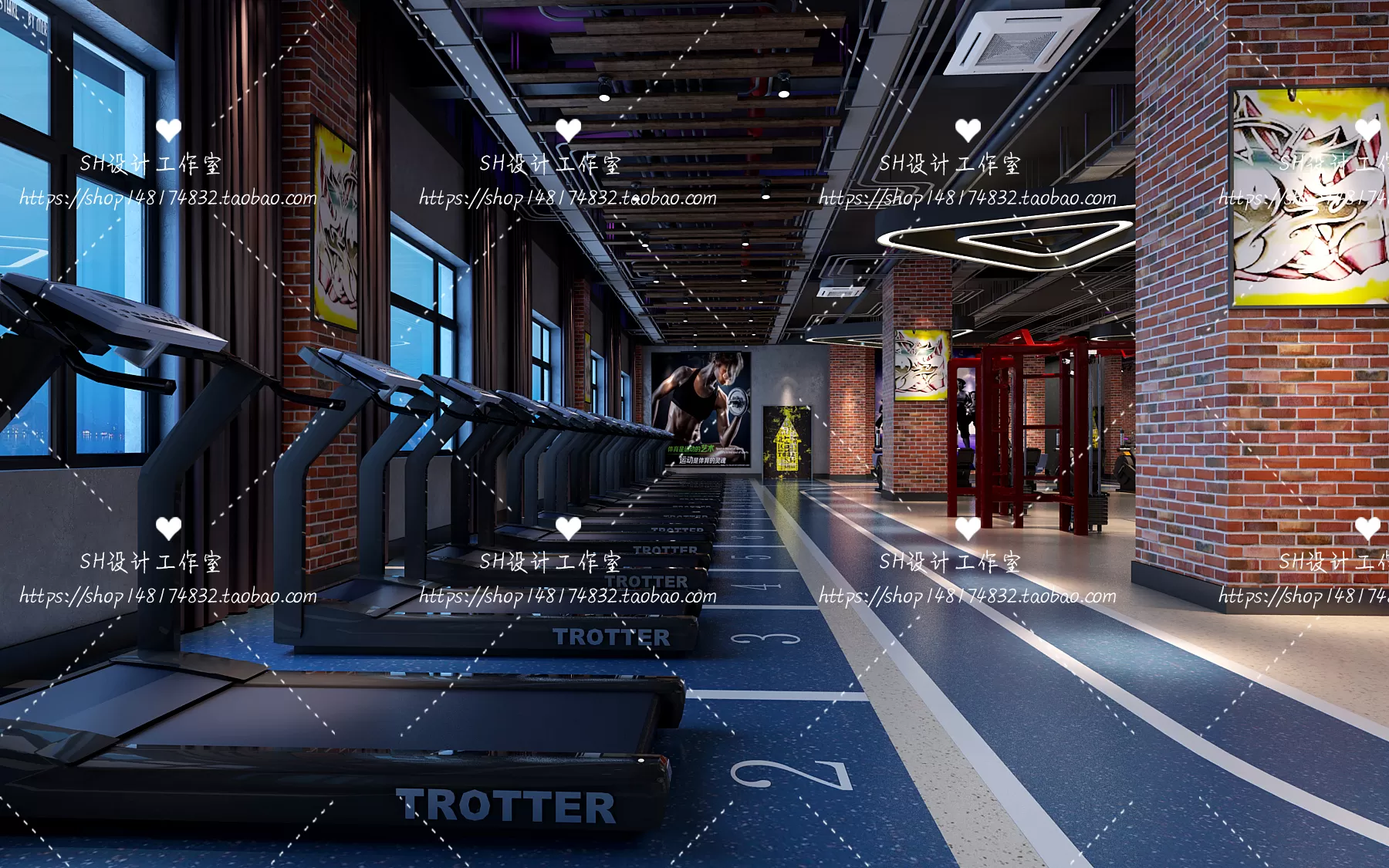 GYM AND YOGA 3D SCENES – VRAY RENDER – 049