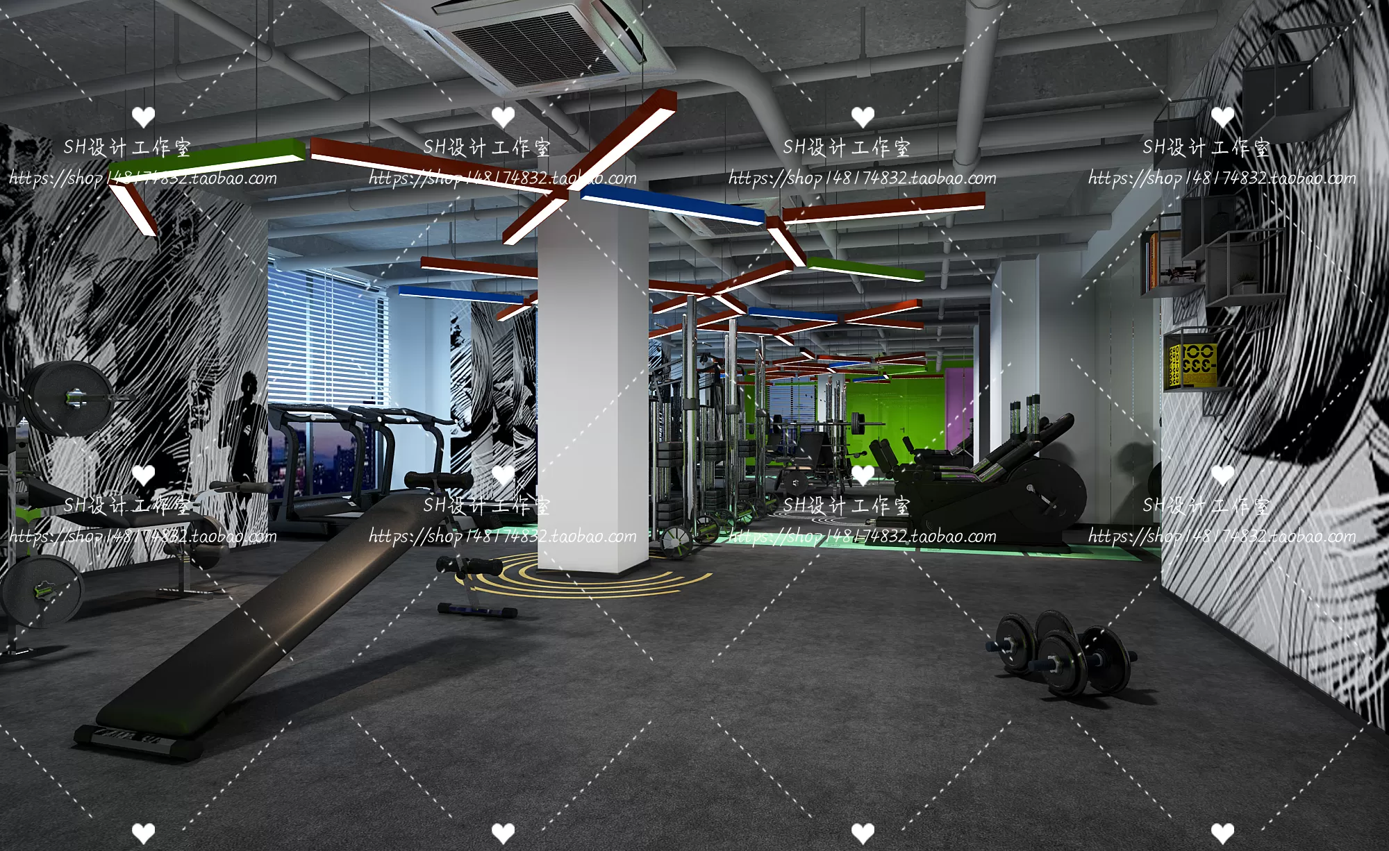 GYM AND YOGA 3D SCENES – VRAY RENDER – 062