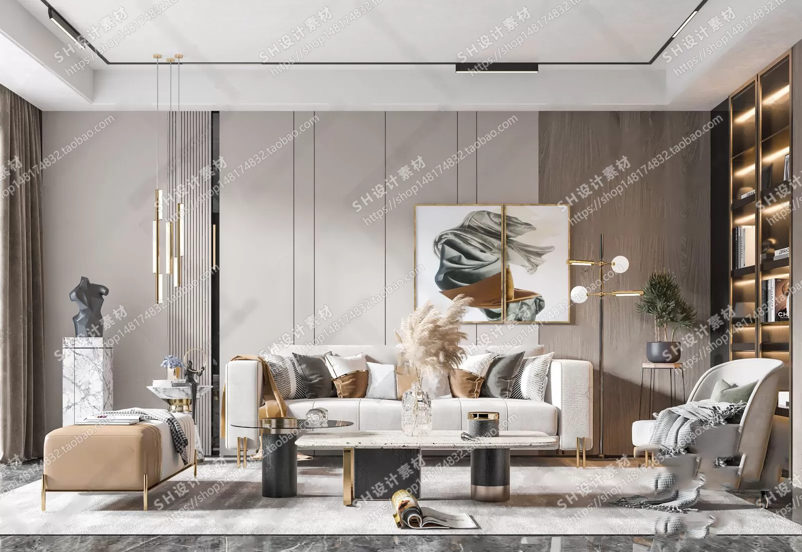 LIVING ROOM 3D SCENES – VRAY RENDER – 030