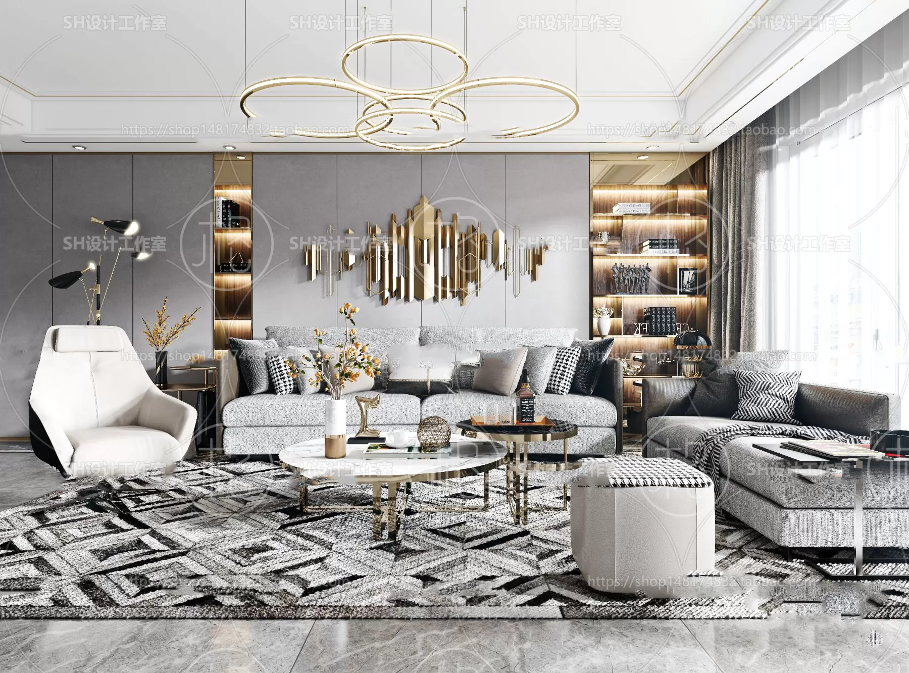 LIVING ROOM 3D SCENES – VRAY RENDER – 044