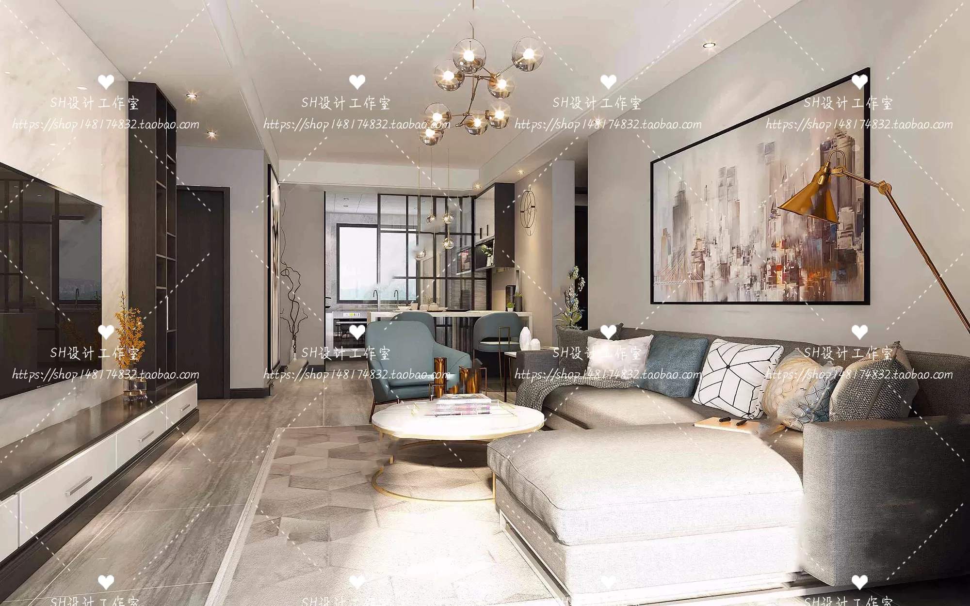 LIVING ROOM 3D SCENES – VRAY RENDER – 060