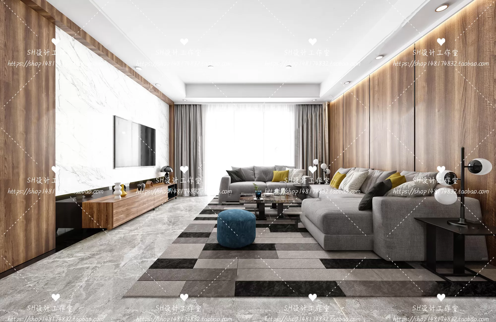 LIVING ROOM 3D SCENES – VRAY RENDER – 064