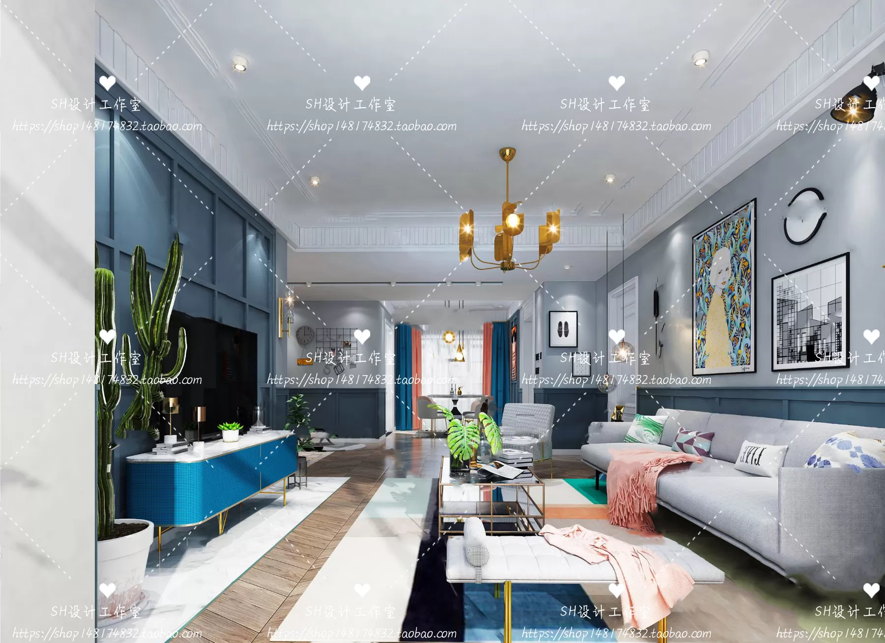 LIVING ROOM 3D SCENES – VRAY RENDER – 069