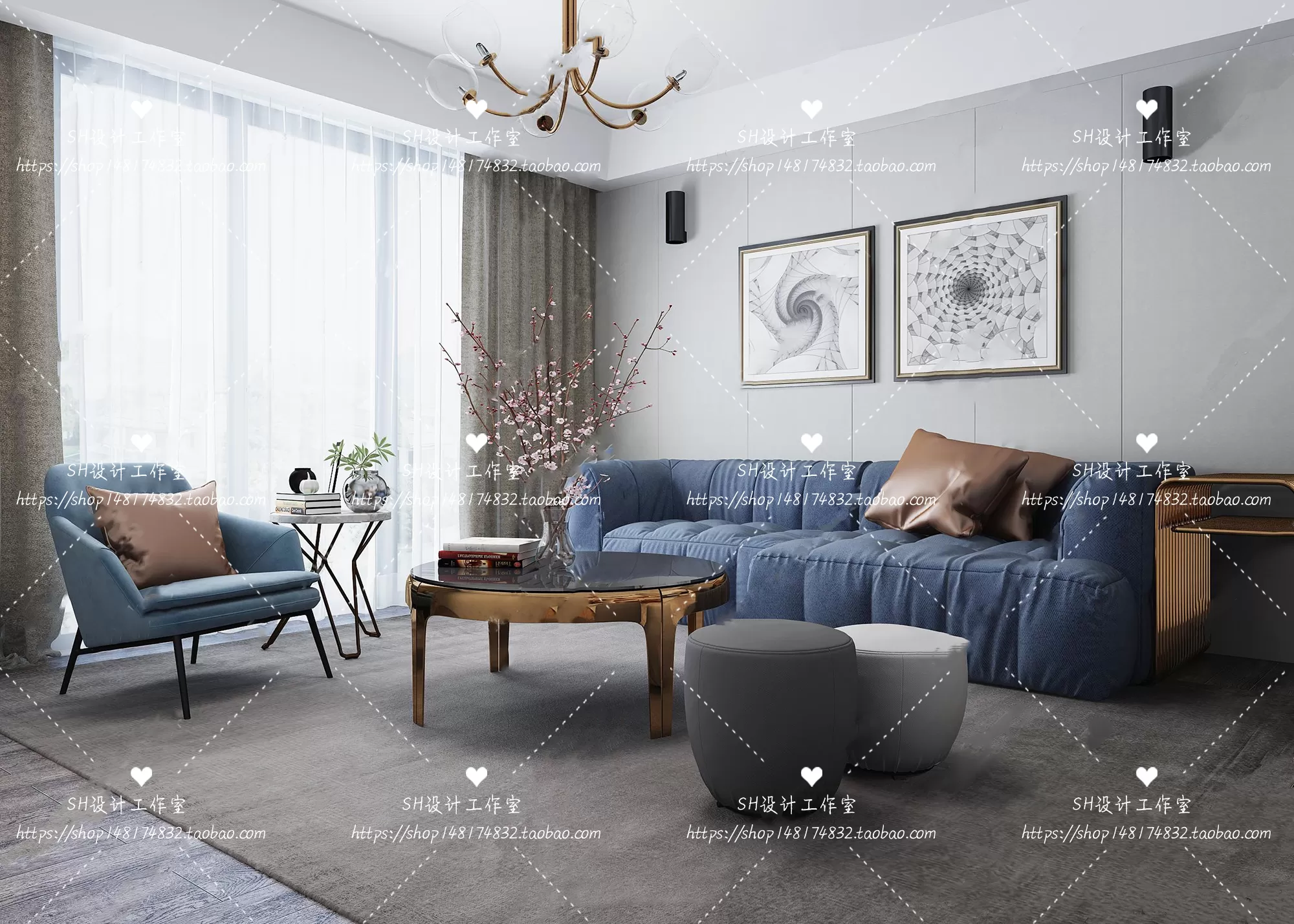LIVING ROOM 3D SCENES – VRAY RENDER – 070