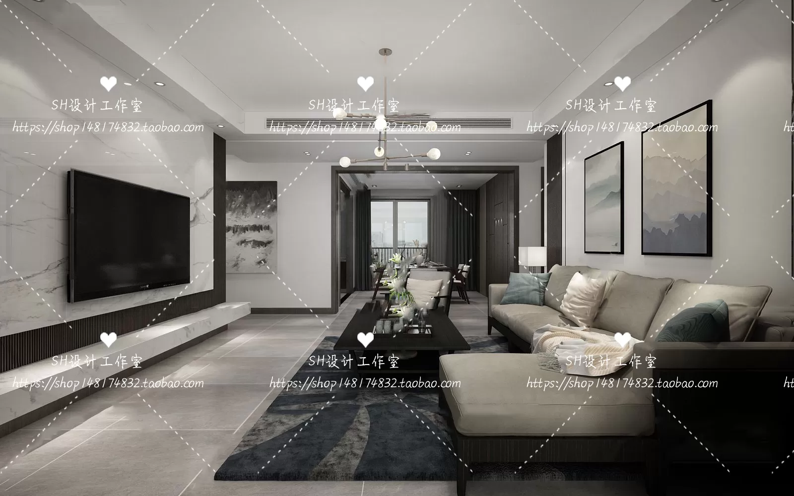 LIVING ROOM 3D SCENES – VRAY RENDER – 071