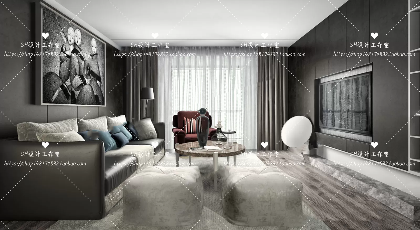 LIVING ROOM 3D SCENES – VRAY RENDER – 077