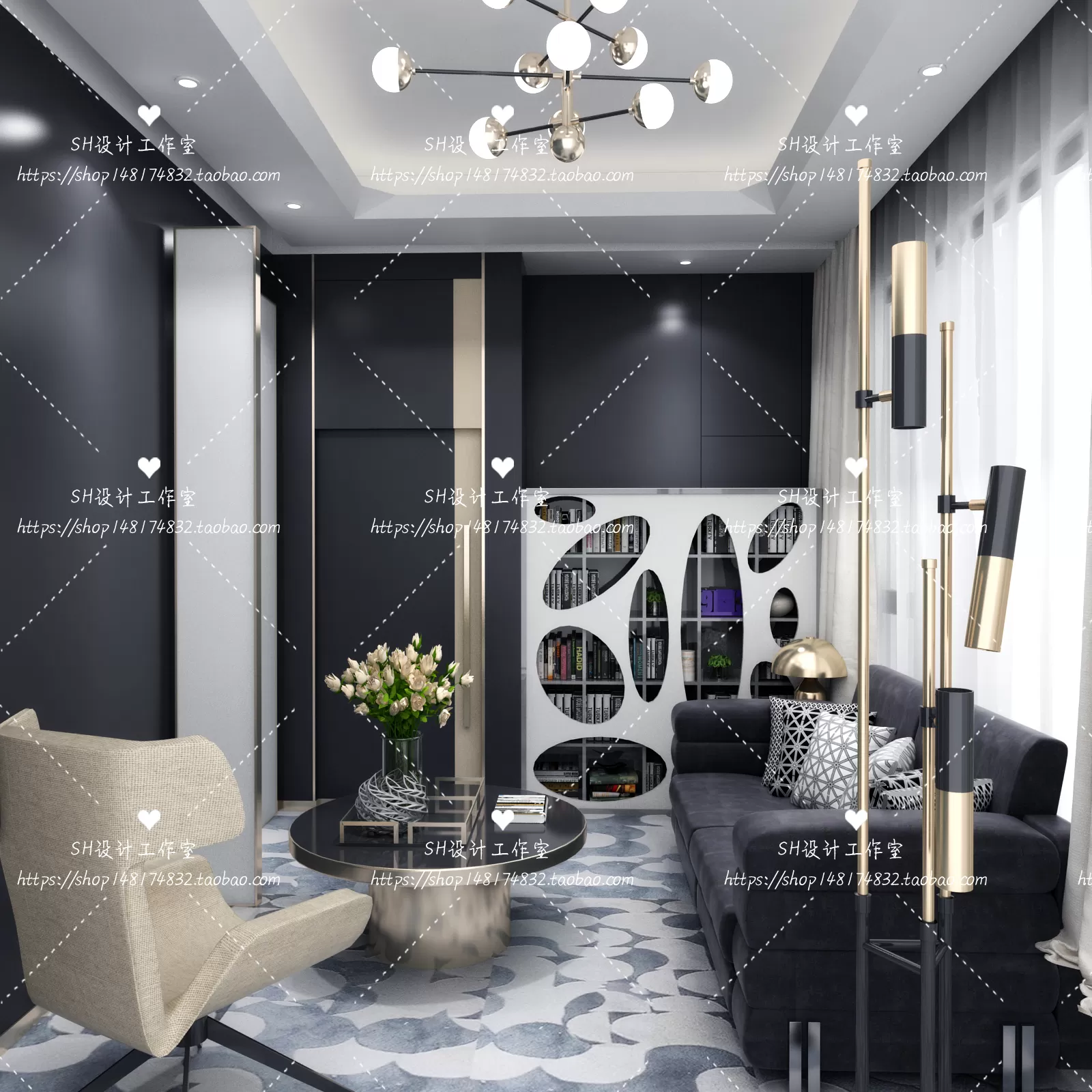 LIVING ROOM 3D SCENES – VRAY RENDER – 085