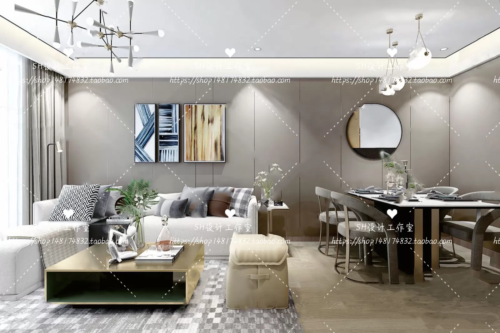 LIVING ROOM 3D SCENES – VRAY RENDER – 094