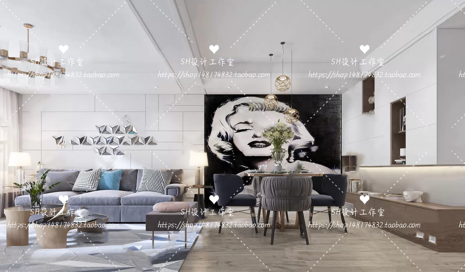 LIVING ROOM 3D SCENES – VRAY RENDER – 096