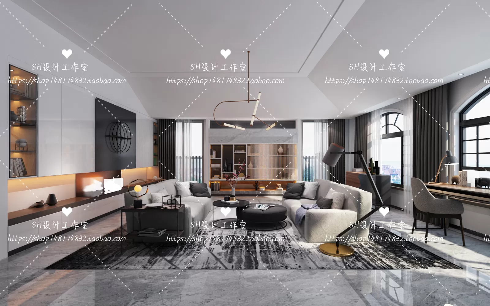 LIVING ROOM 3D SCENES – VRAY RENDER – 098