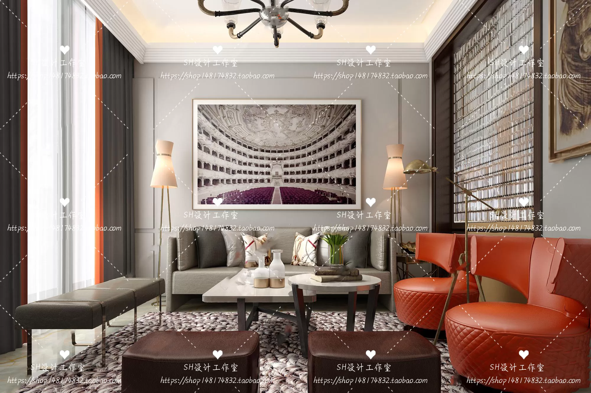LIVING ROOM 3D SCENES – VRAY RENDER – 102
