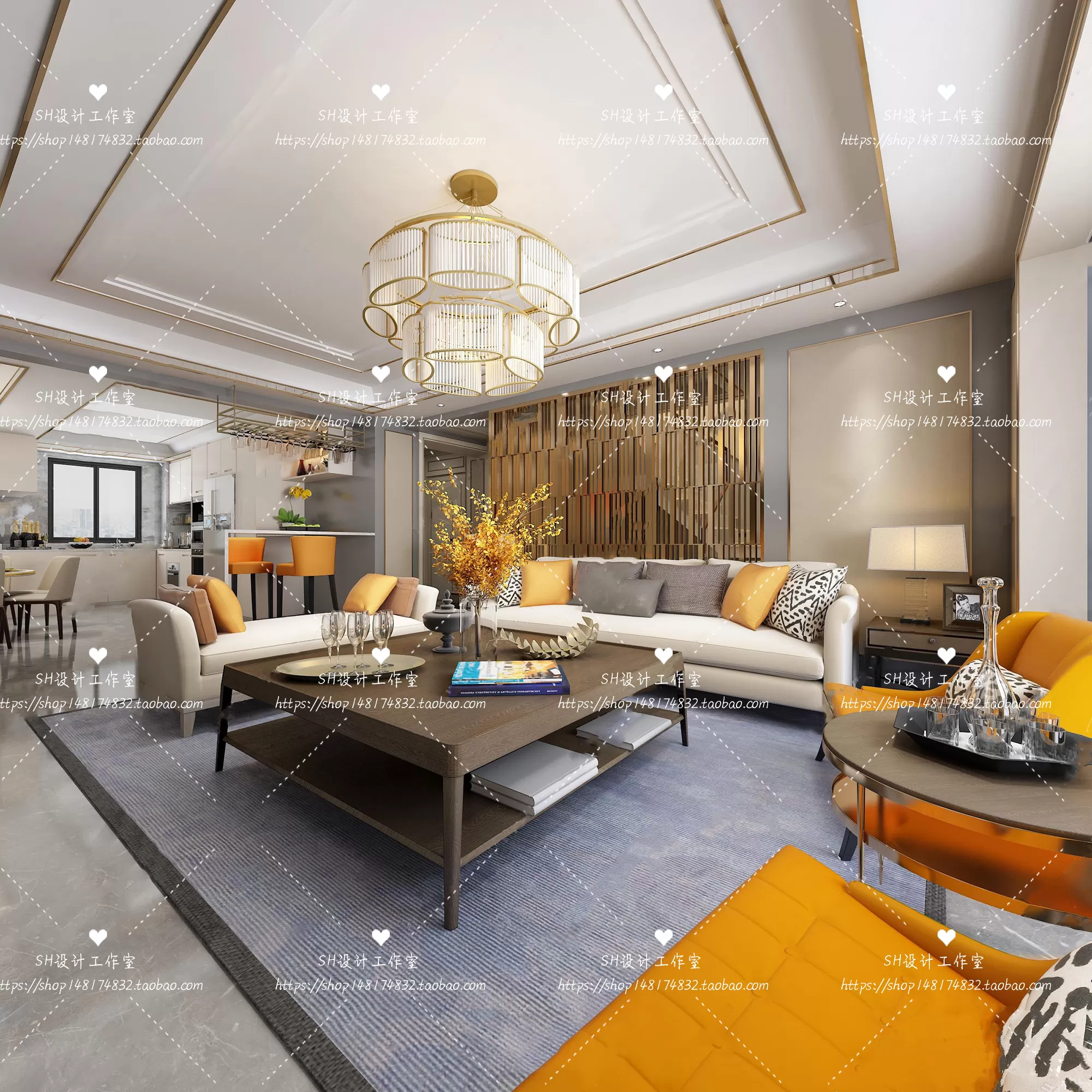 LIVING ROOM 3D SCENES – VRAY RENDER – 111