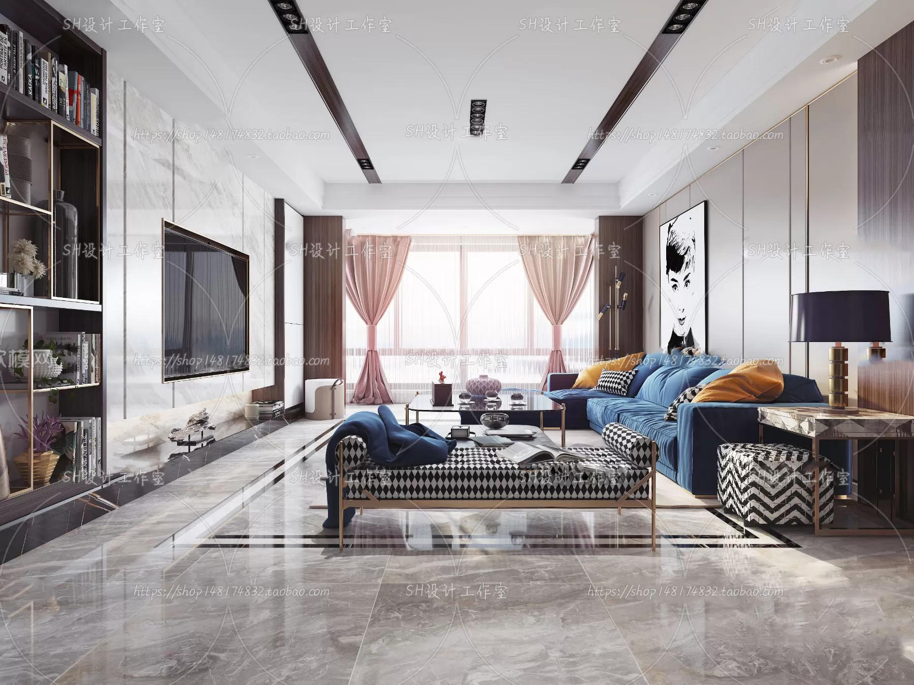 LIVING ROOM 3D SCENES – VRAY RENDER – 120
