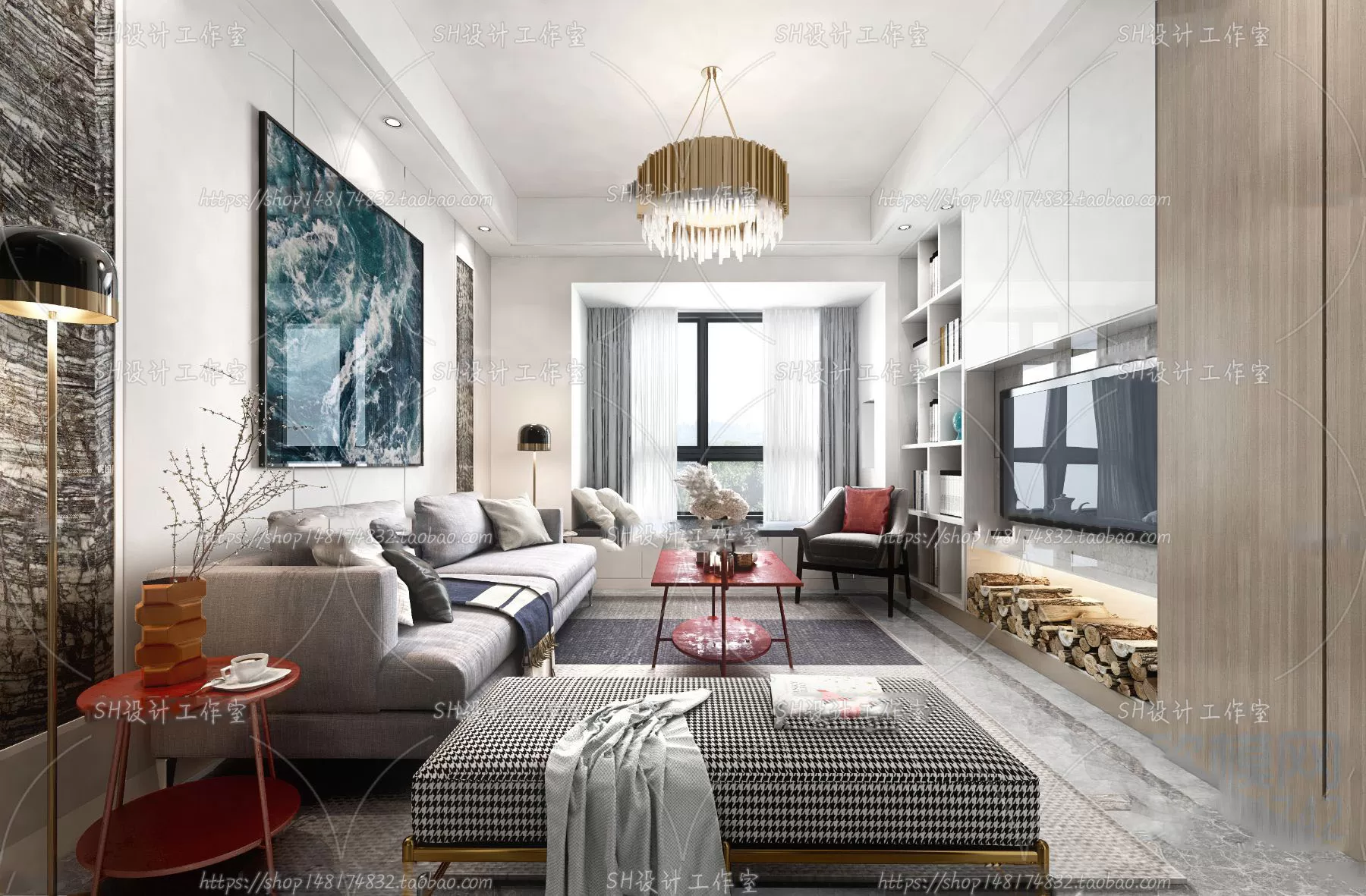 LIVING ROOM 3D SCENES – VRAY RENDER – 146