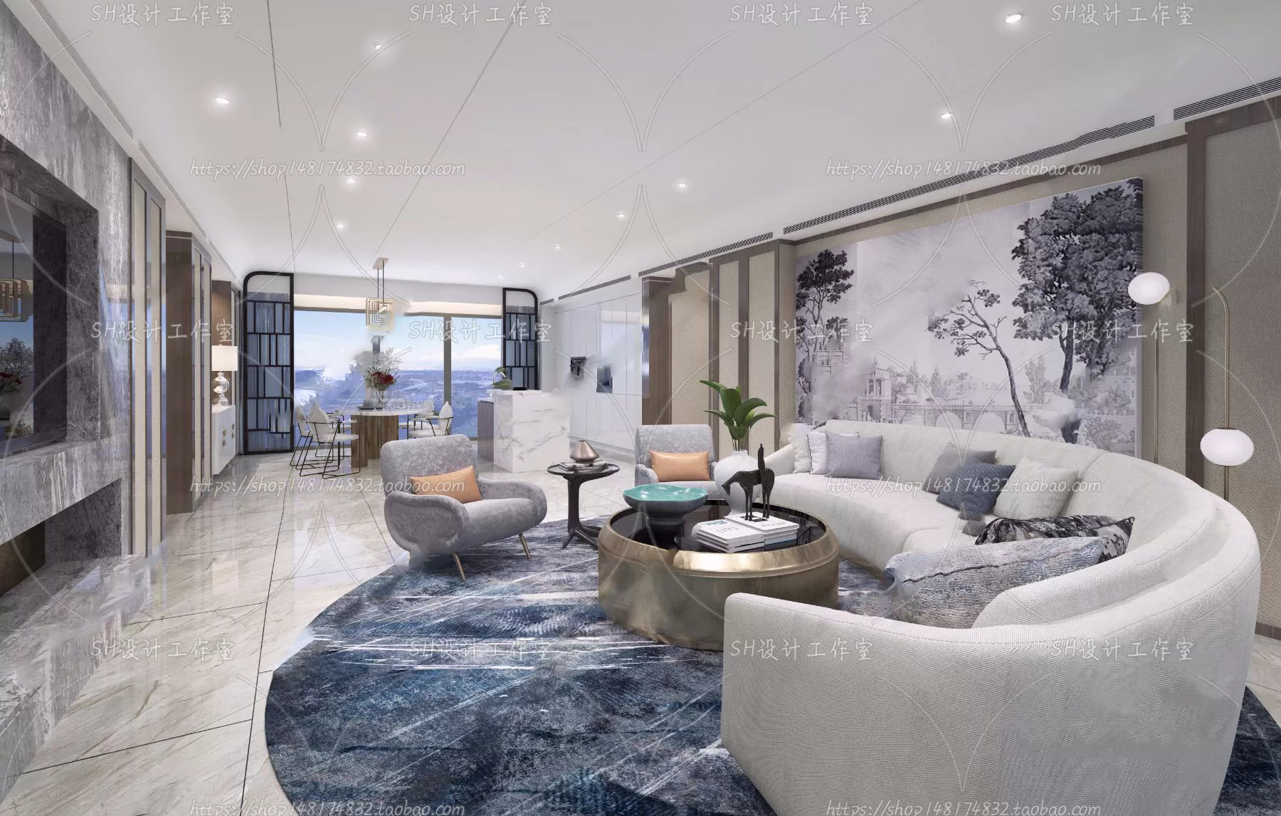 LIVING ROOM 3D SCENES – VRAY RENDER – 168