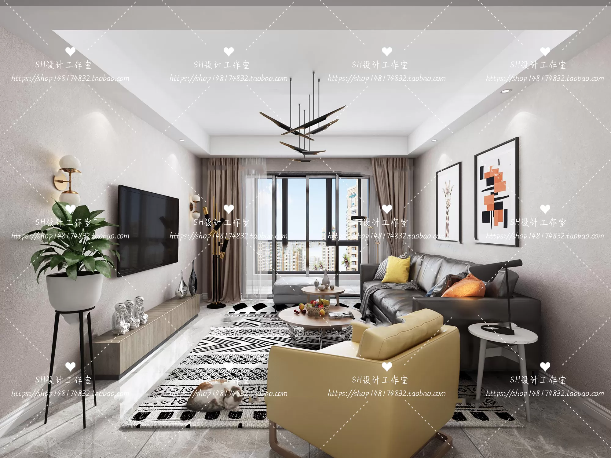 LIVING ROOM 3D SCENES – VRAY RENDER – 370