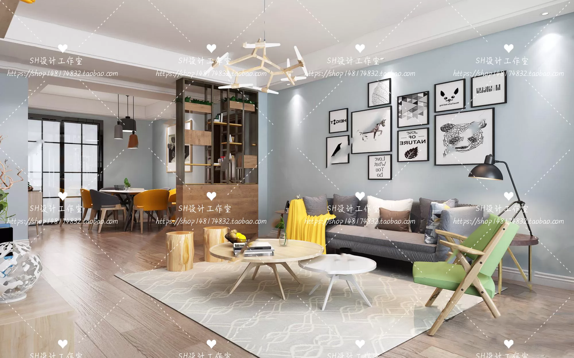 LIVING ROOM 3D SCENES – VRAY RENDER – 377