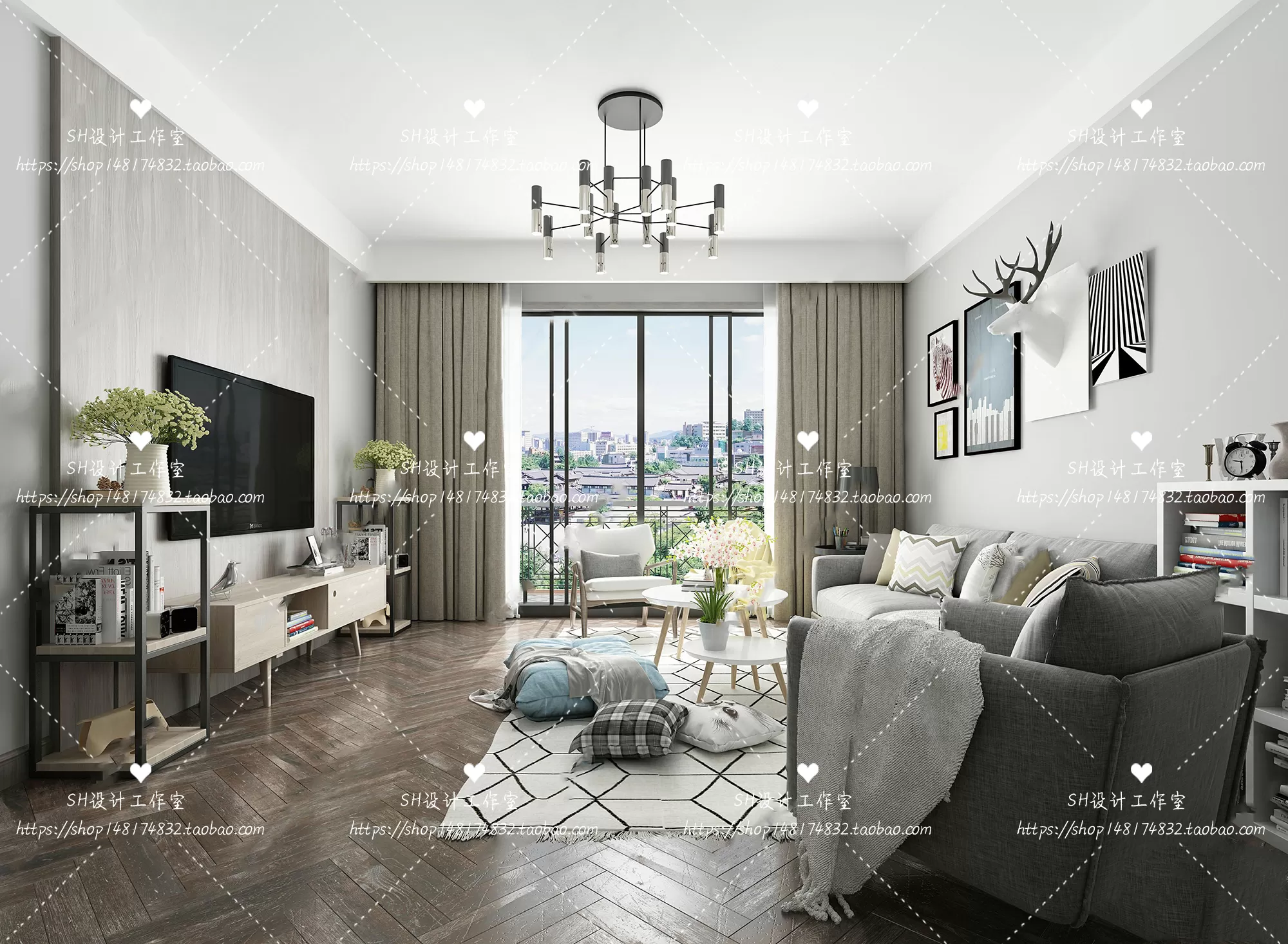 LIVING ROOM 3D SCENES – VRAY RENDER – 391