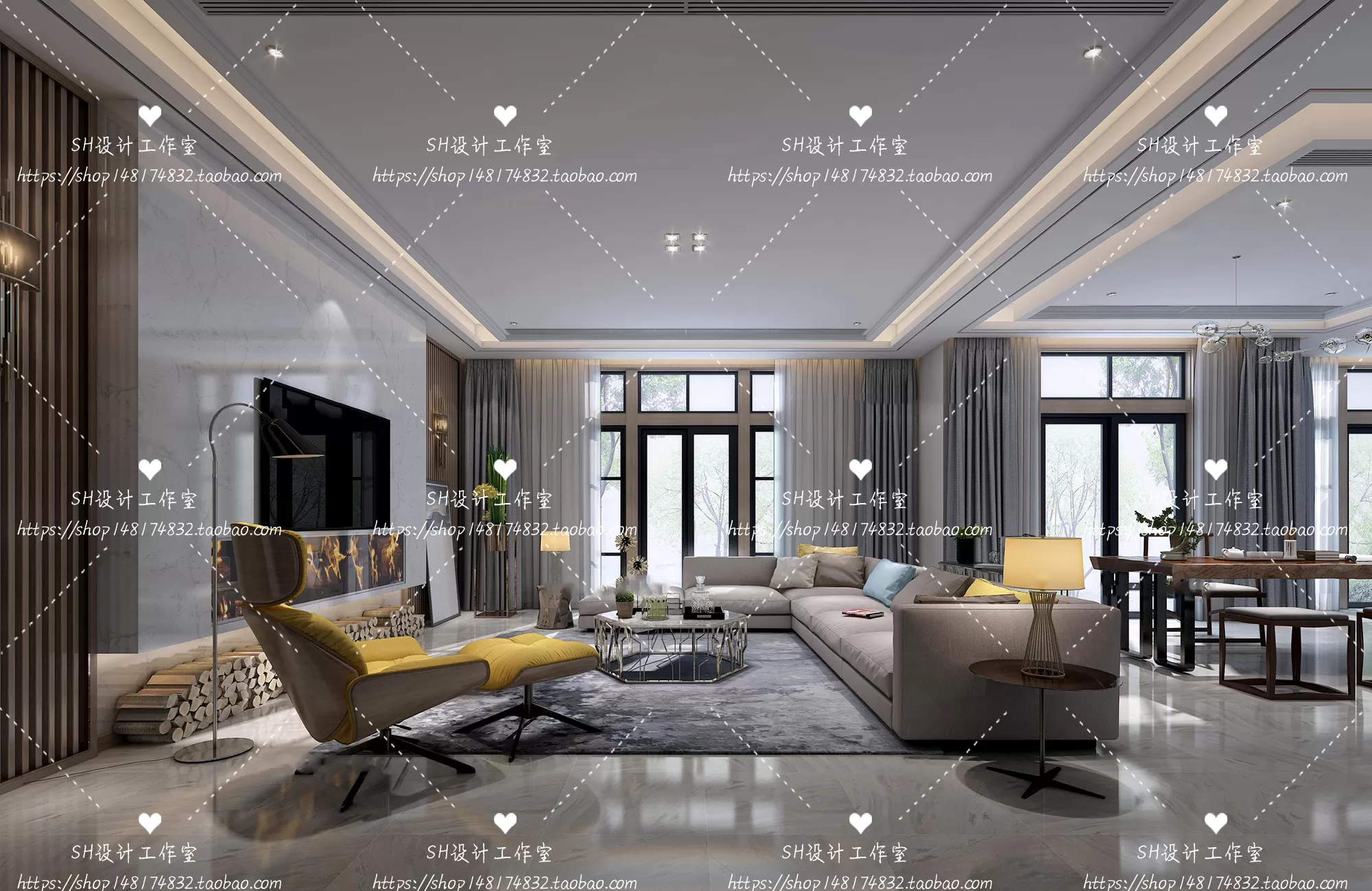 LIVING ROOM 3D SCENES – VRAY RENDER – 396