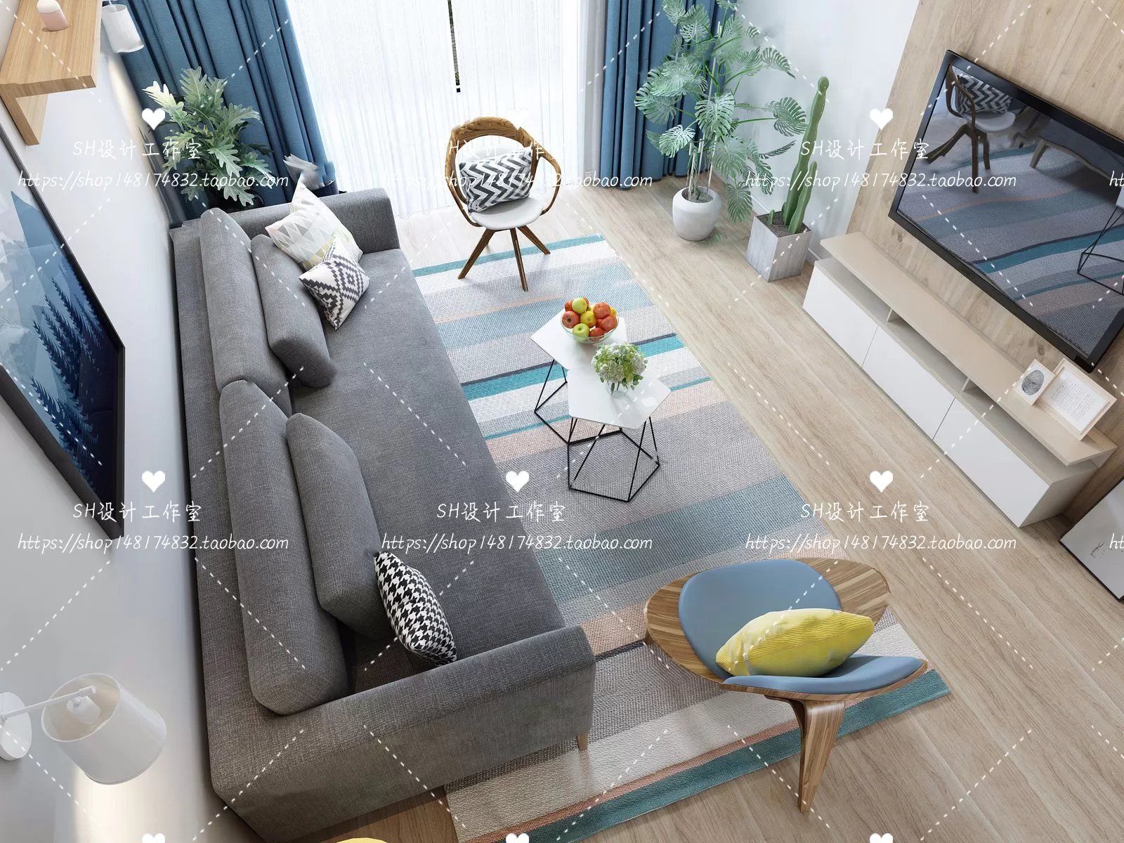 LIVING ROOM 3D SCENES – VRAY RENDER – 401