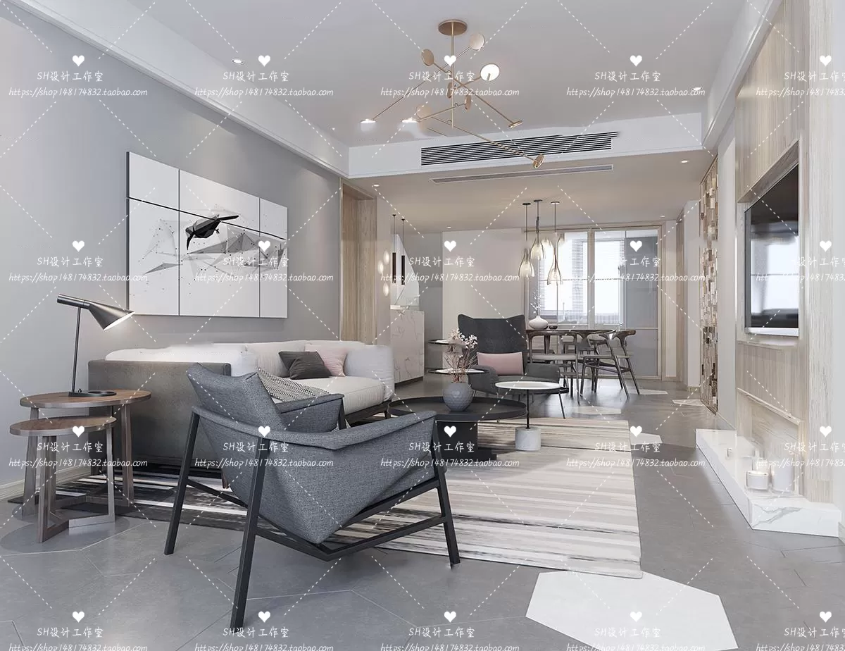 LIVING ROOM 3D SCENES – VRAY RENDER – 426