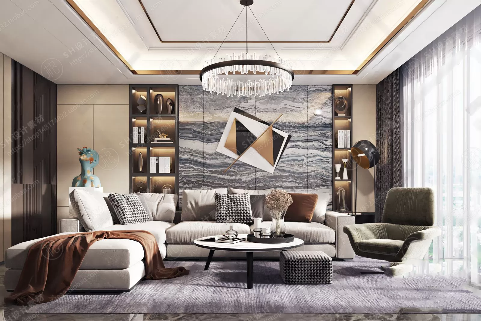 LIVING ROOM 3D SCENES – VRAY RENDER – 001