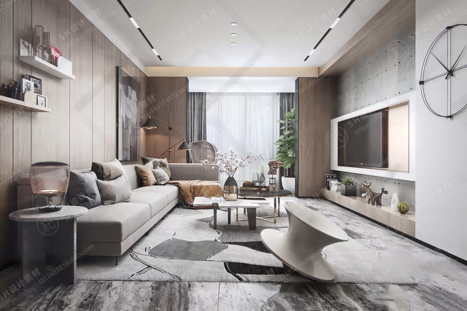 LIVING ROOM 3D SCENES – VRAY RENDER – 002
