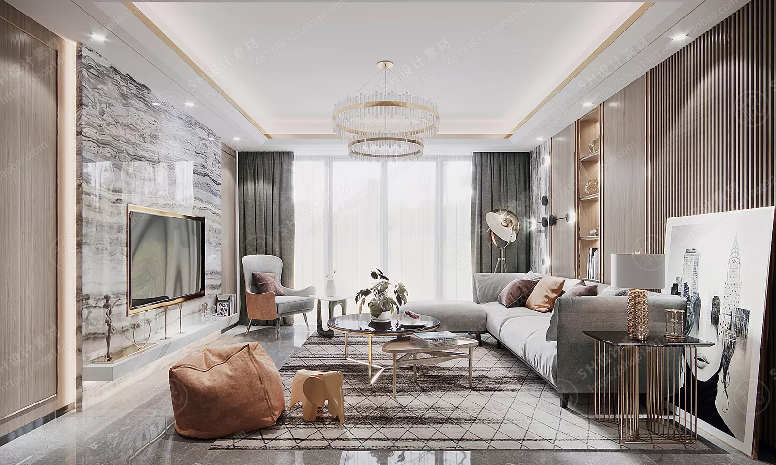LIVING ROOM 3D SCENES – VRAY RENDER – 003