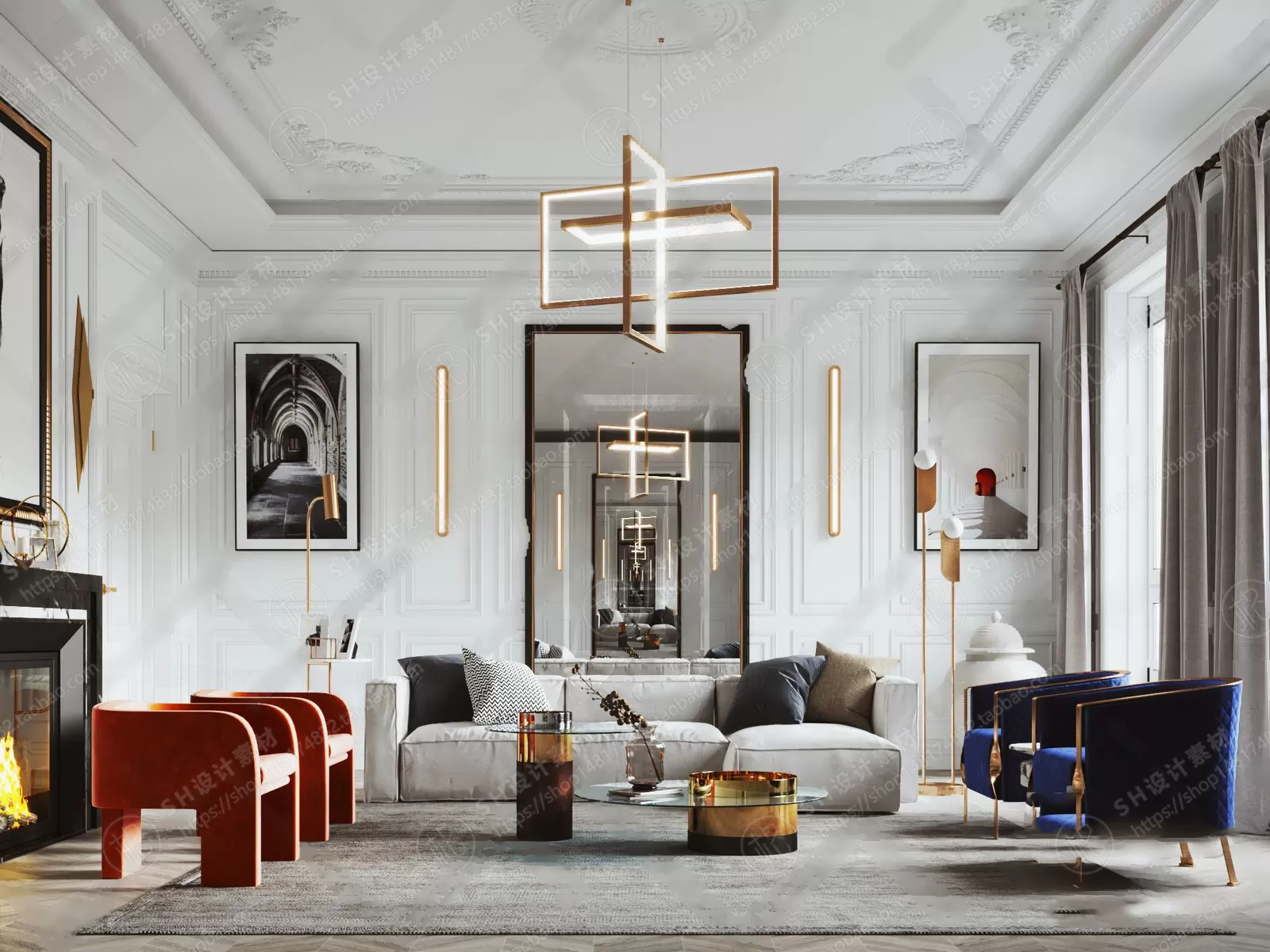 LIVING ROOM 3D SCENES – VRAY RENDER – 004