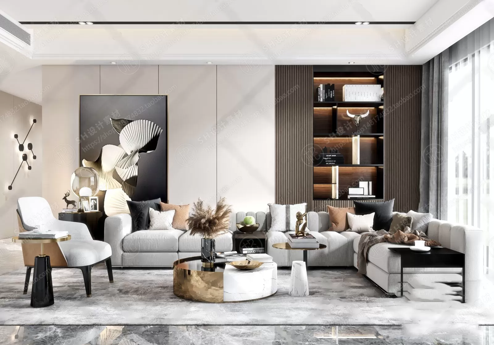 LIVING ROOM 3D SCENES – VRAY RENDER – 008