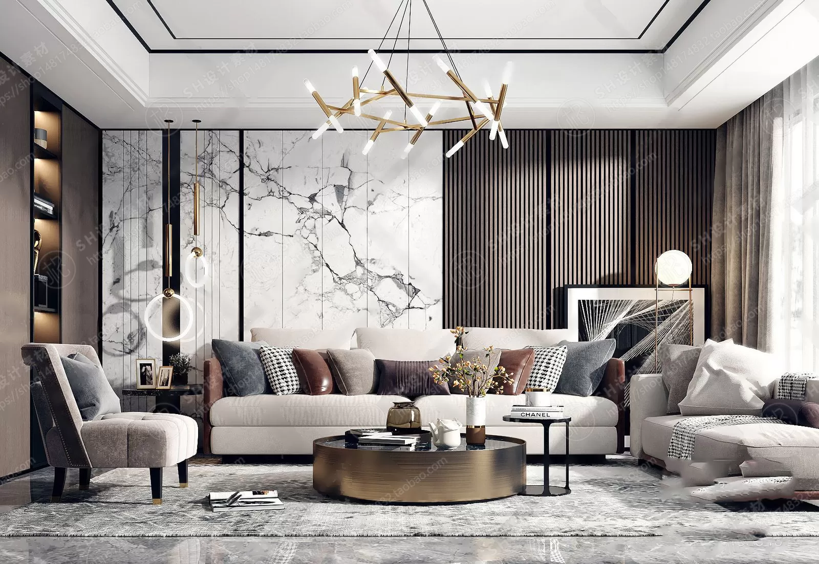 LIVING ROOM 3D SCENES – VRAY RENDER – 009