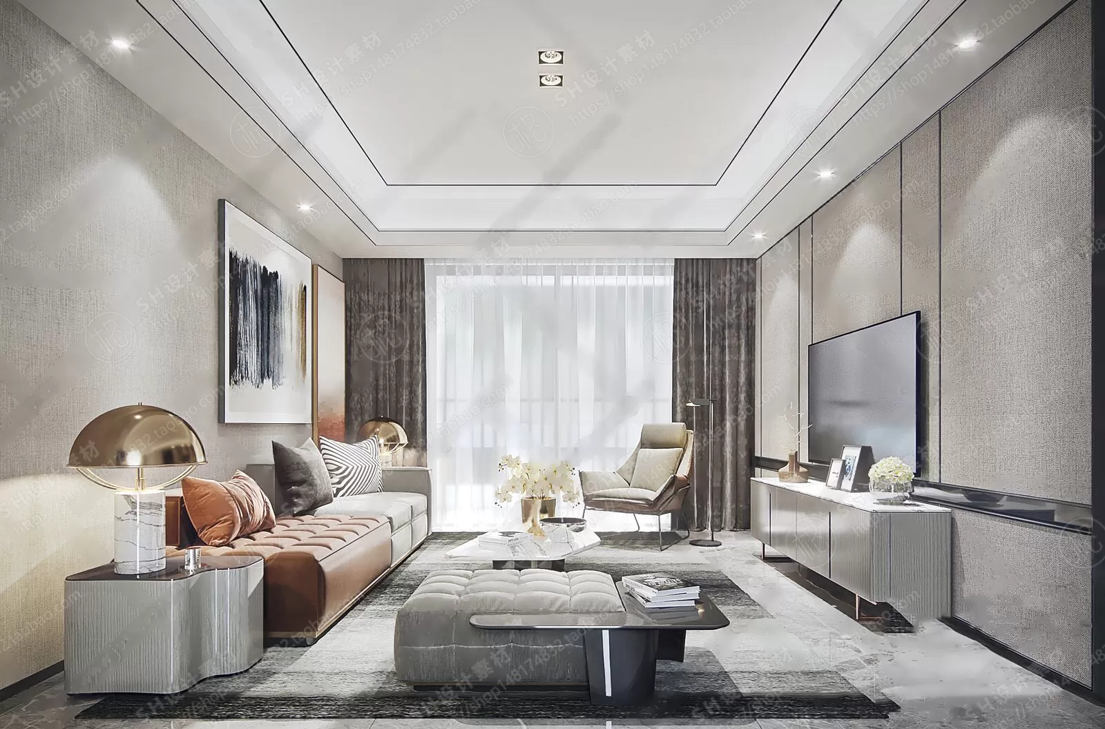 LIVING ROOM 3D SCENES – VRAY RENDER – 012