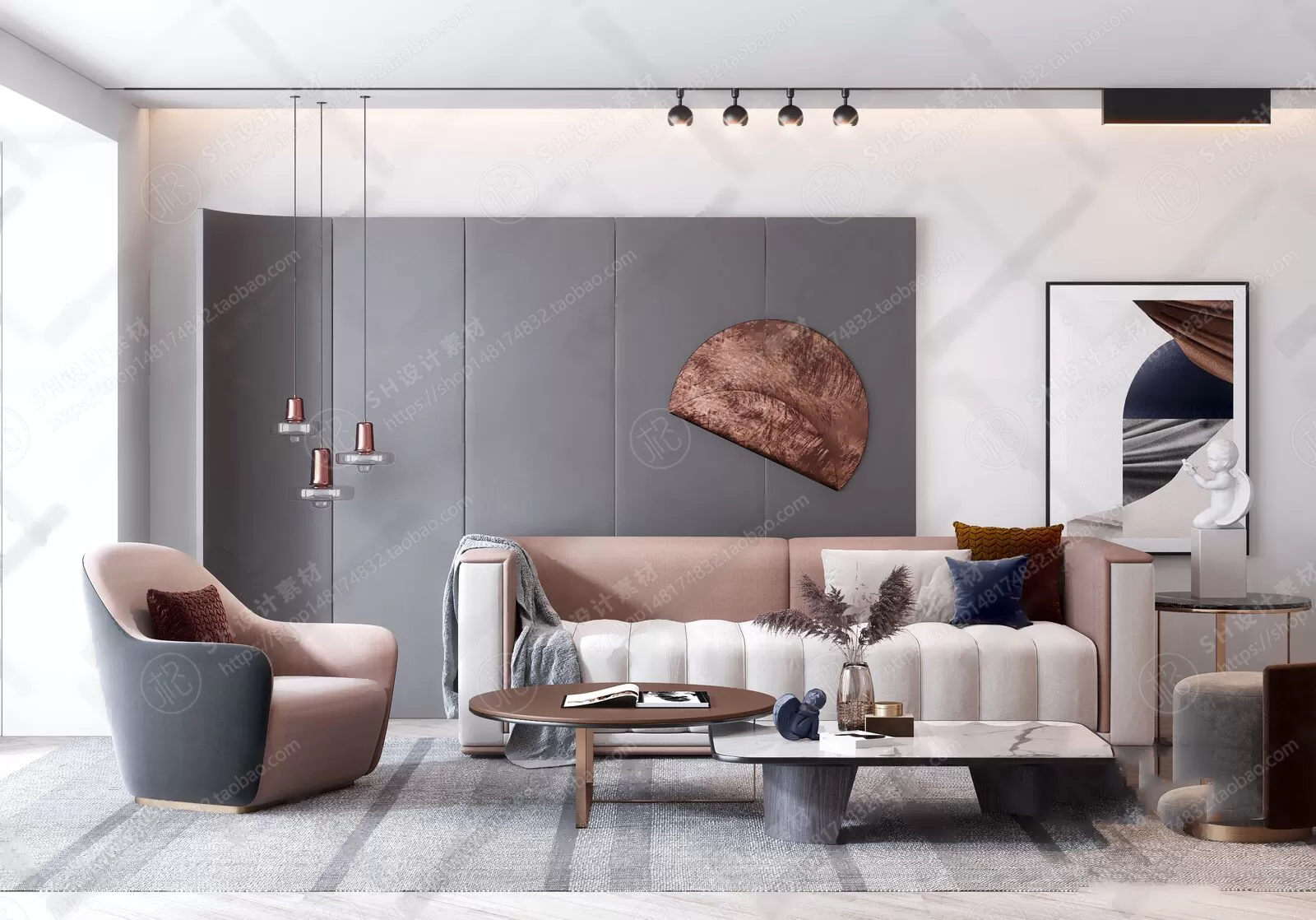 LIVING ROOM 3D SCENES – VRAY RENDER – 015