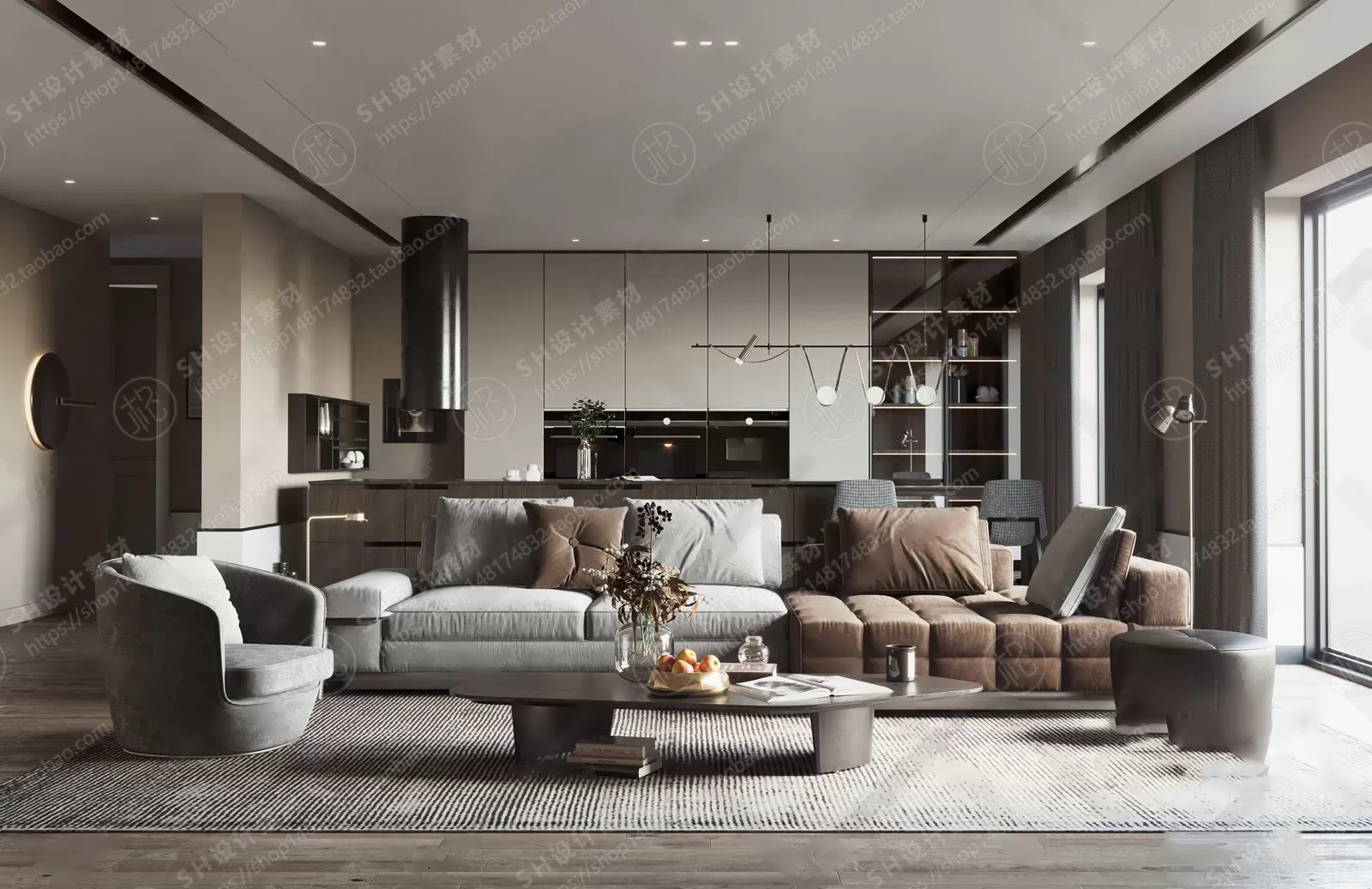 LIVING ROOM 3D SCENES – VRAY RENDER – 019