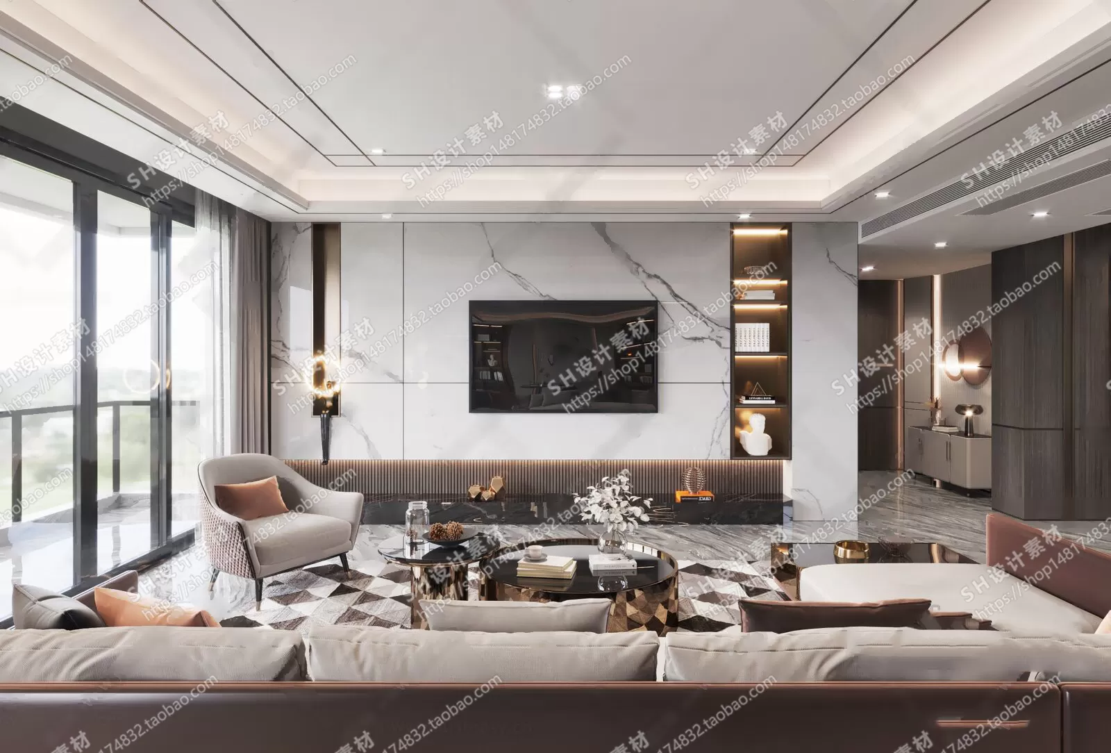 LIVING ROOM 3D SCENES – VRAY RENDER – 023