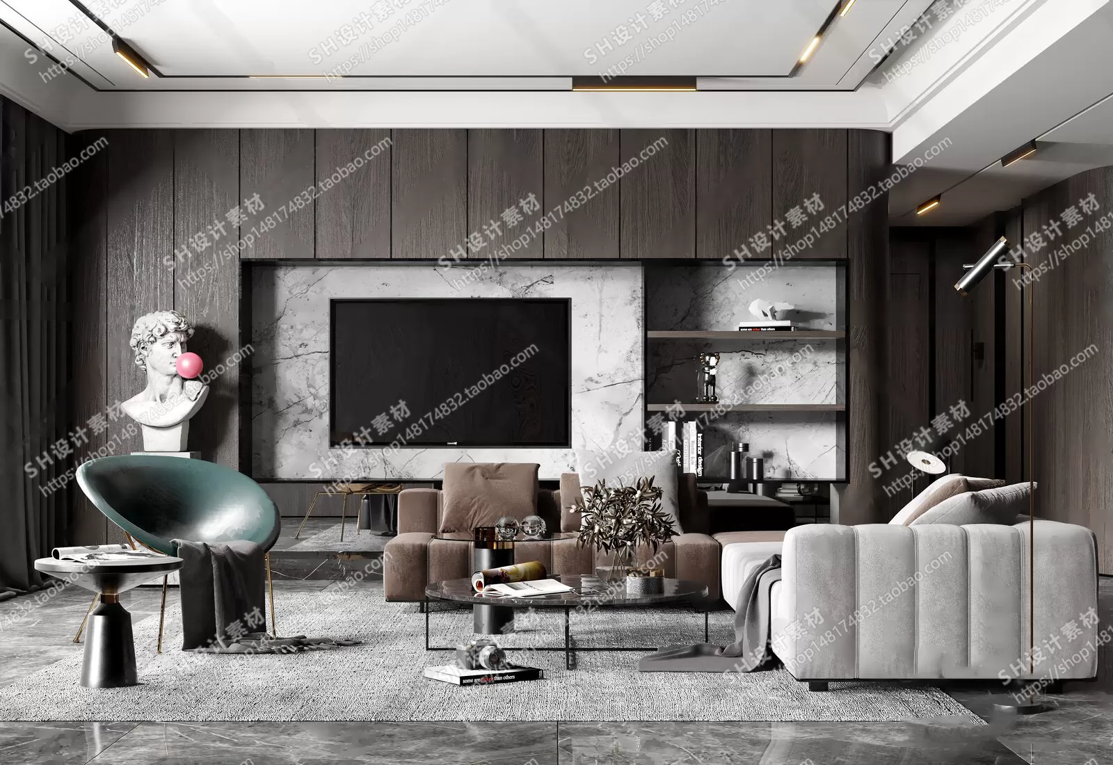 LIVING ROOM 3D SCENES – VRAY RENDER – 026