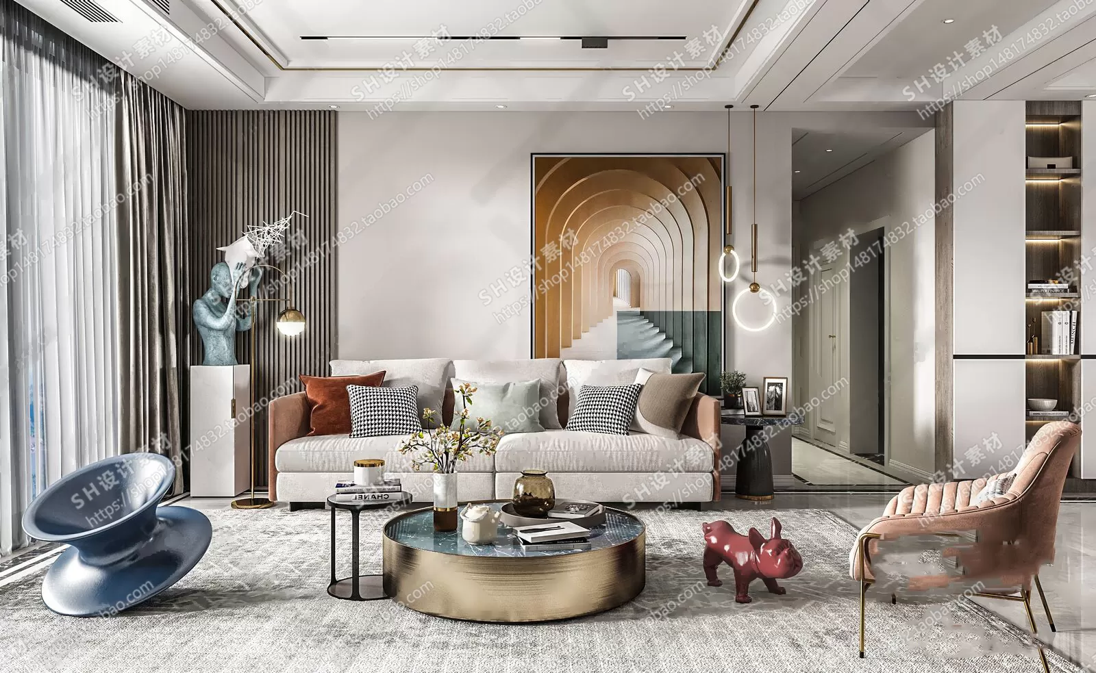 LIVING ROOM 3D SCENES – VRAY RENDER – 033