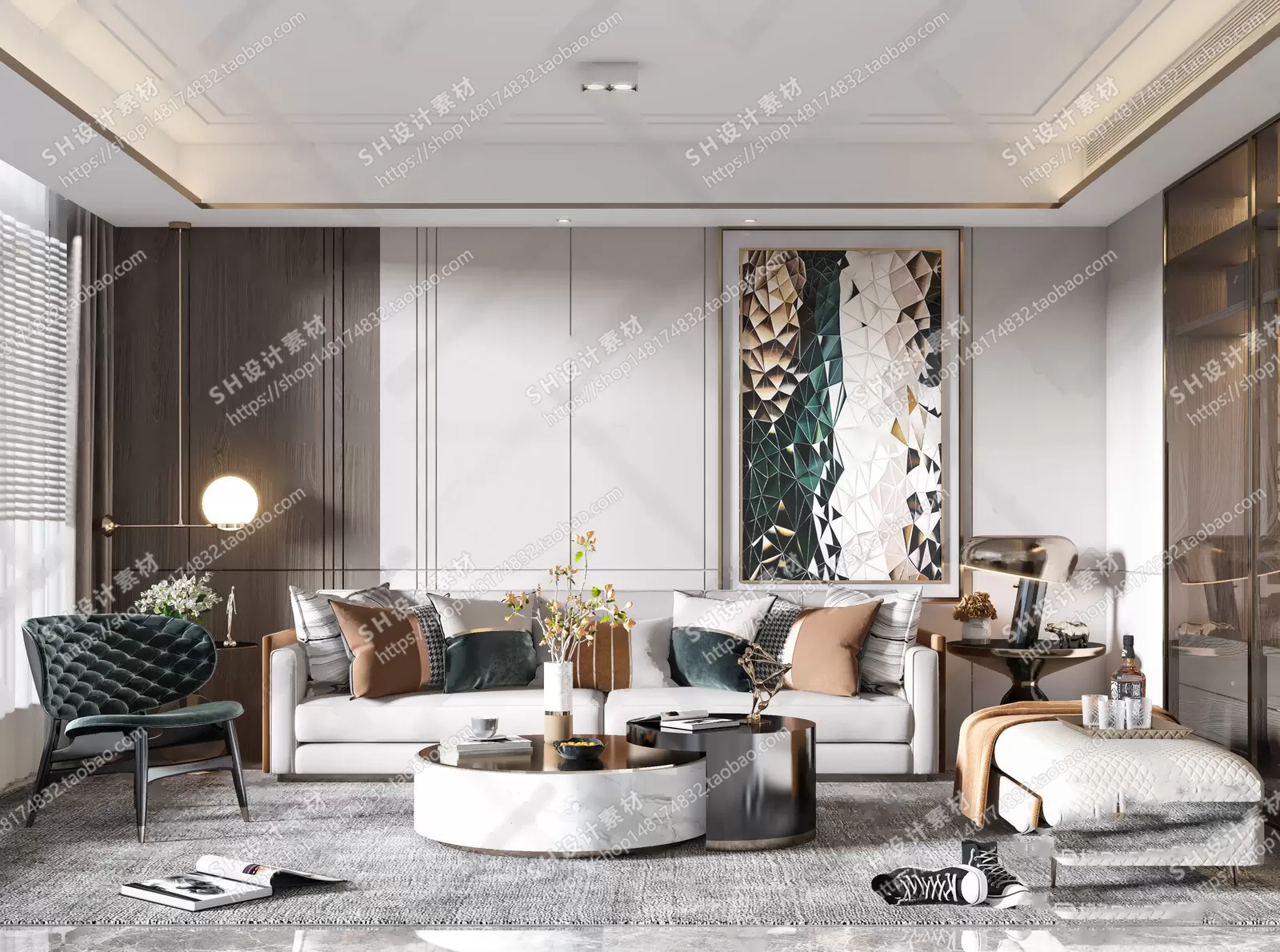 LIVING ROOM 3D SCENES – VRAY RENDER – 036