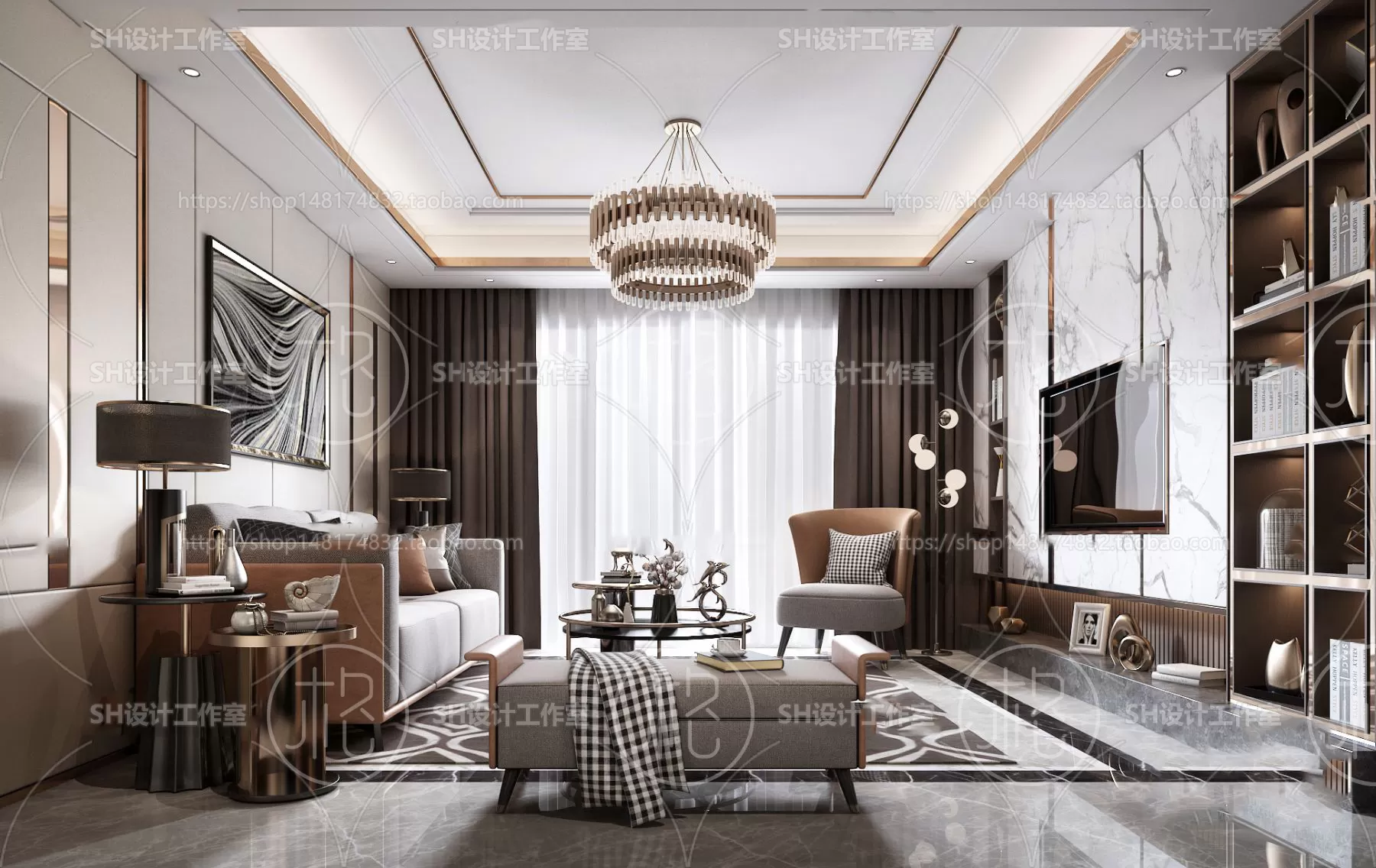 LIVING ROOM 3D SCENES – VRAY RENDER – 041