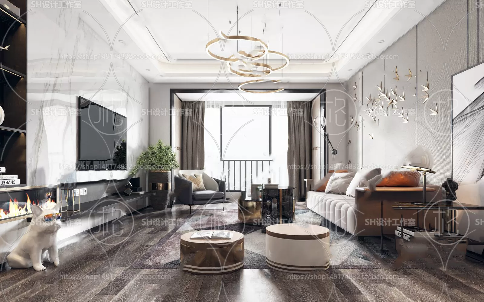 LIVING ROOM 3D SCENES – VRAY RENDER – 045