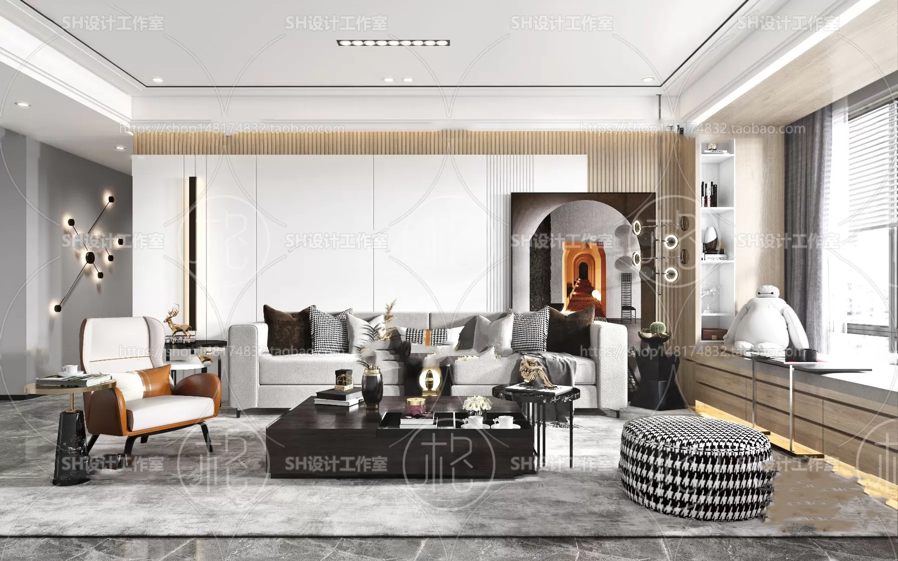 LIVING ROOM 3D SCENES – VRAY RENDER – 046