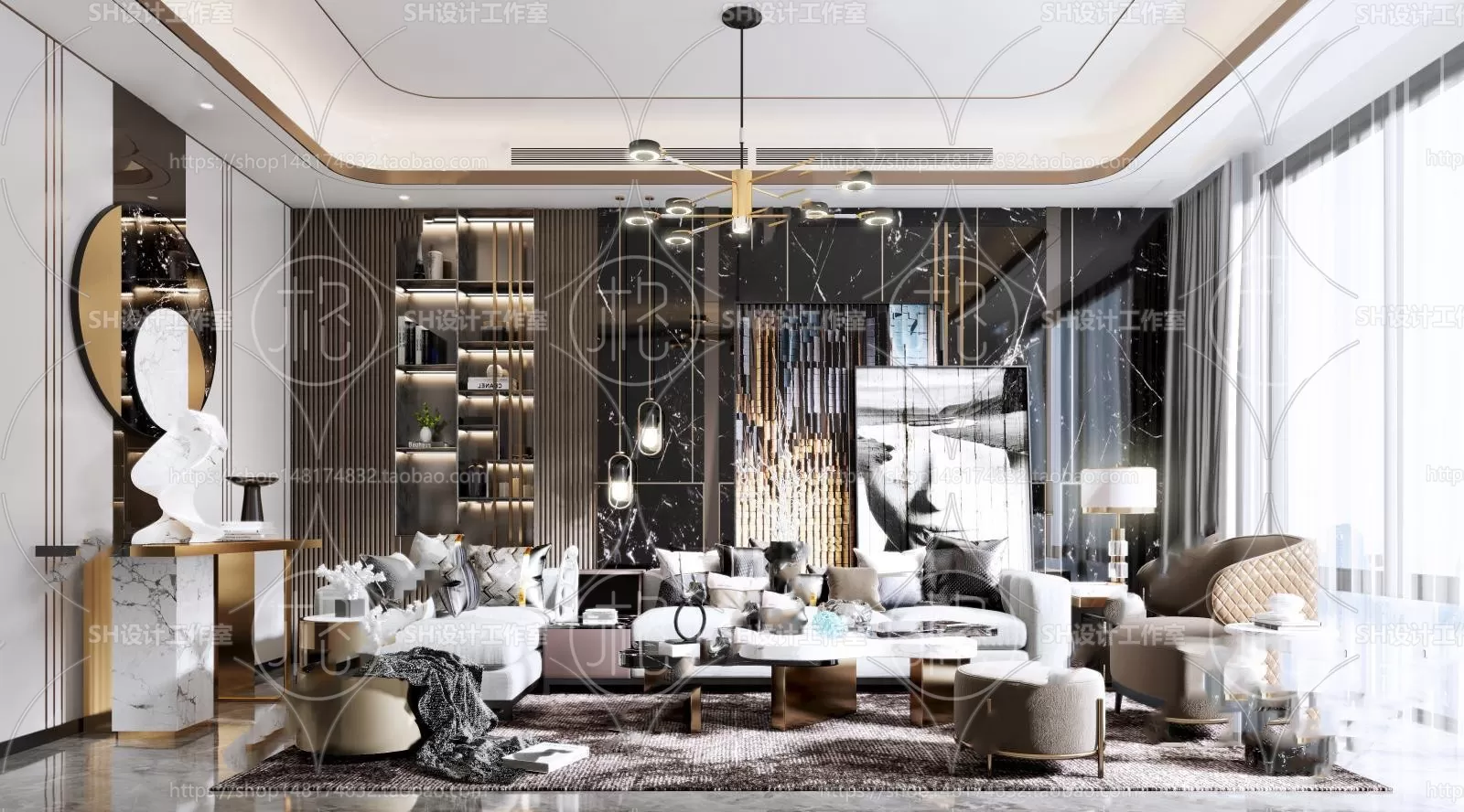 LIVING ROOM 3D SCENES – VRAY RENDER – 050