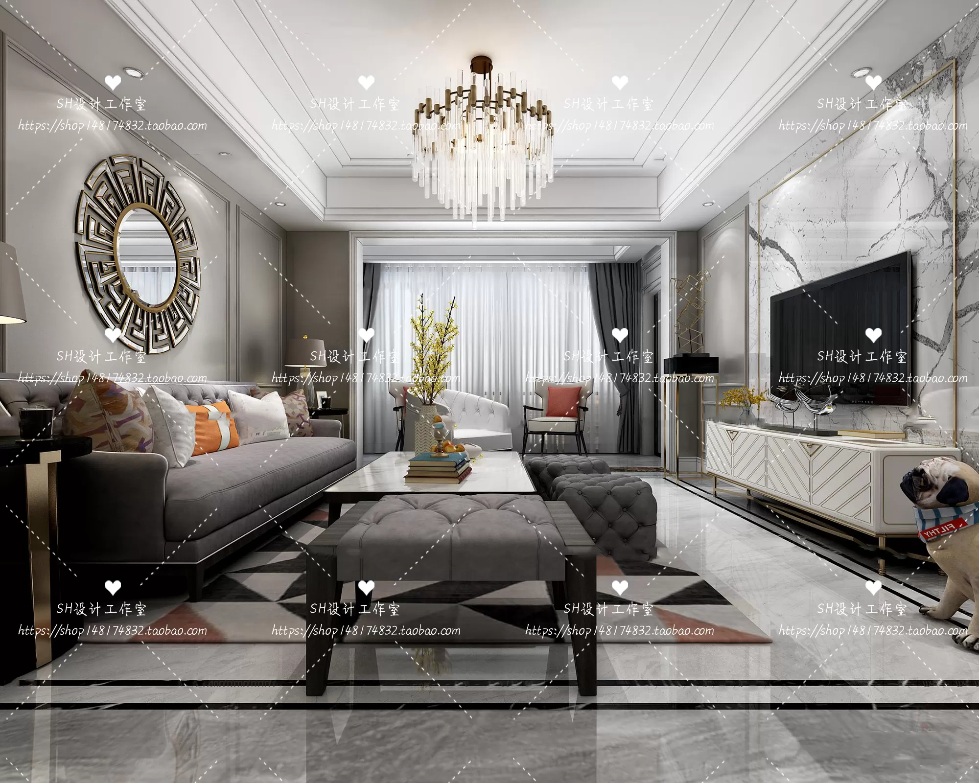 LIVING ROOM 3D SCENES – VRAY RENDER – 053