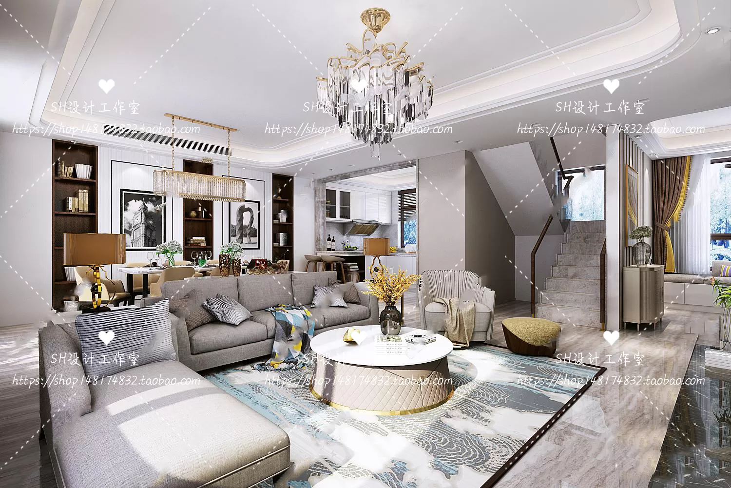 LIVING ROOM 3D SCENES – VRAY RENDER – 055