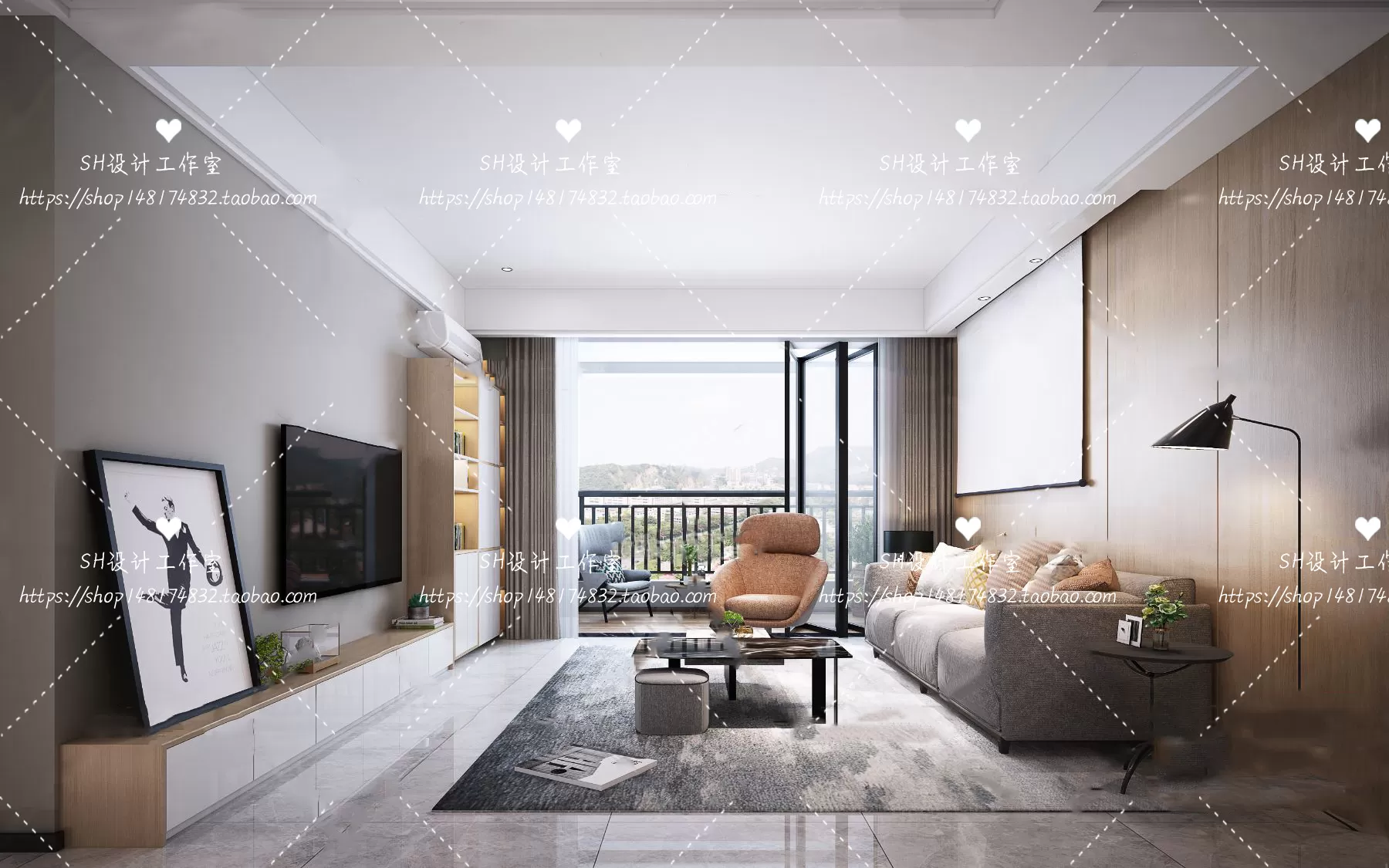 LIVING ROOM 3D SCENES – VRAY RENDER – 056