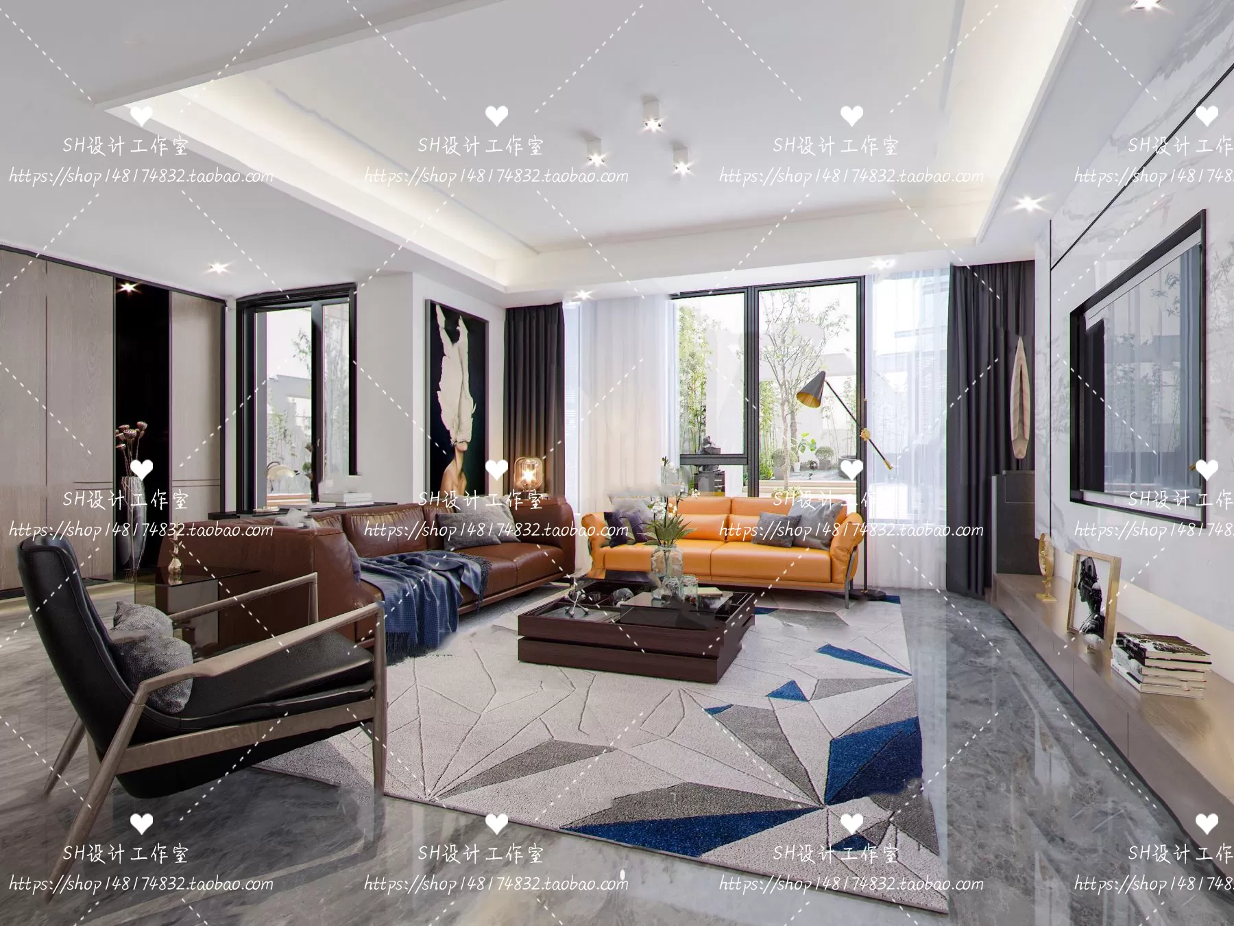 LIVING ROOM 3D SCENES – VRAY RENDER – 057