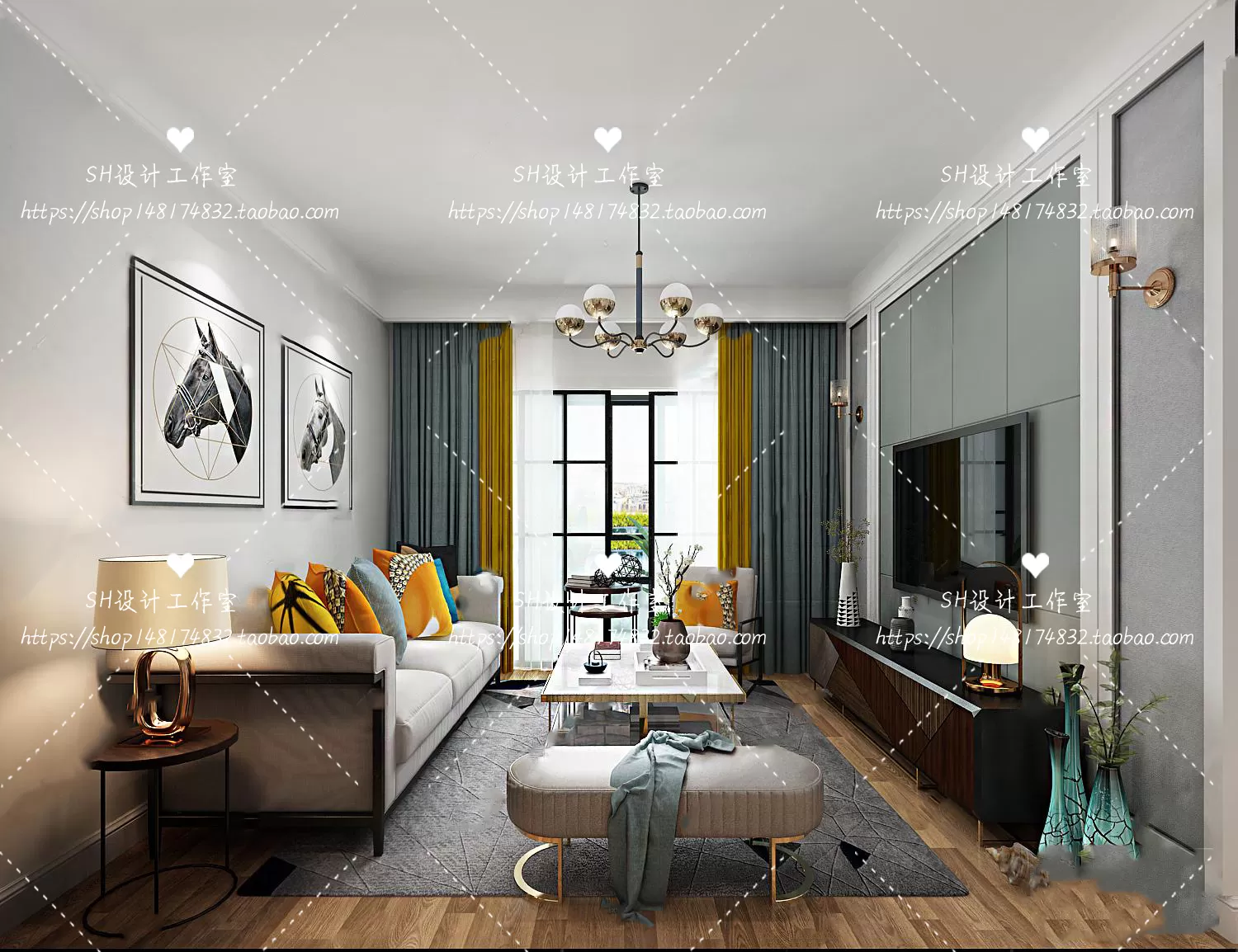 LIVING ROOM 3D SCENES – VRAY RENDER – 062